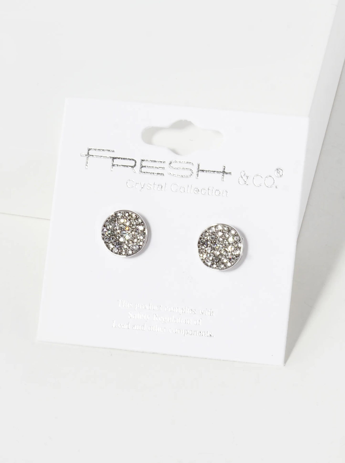 Crystal Pave 9mm Curved Round Disc Button Stud Earrings