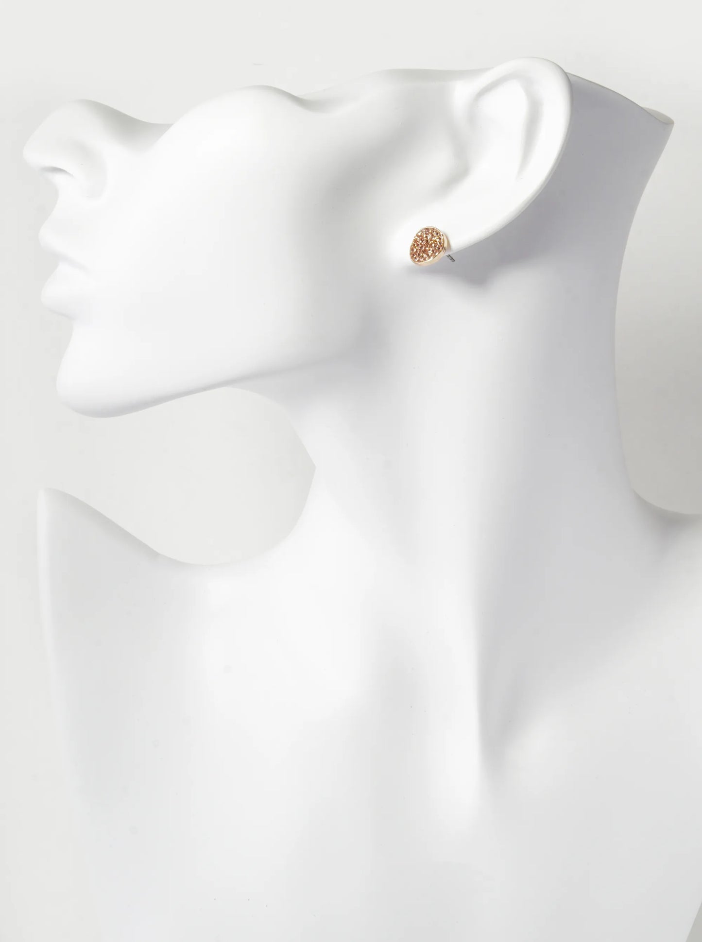 Crystal Pave 9mm Curved Round Disc Button Stud Earrings