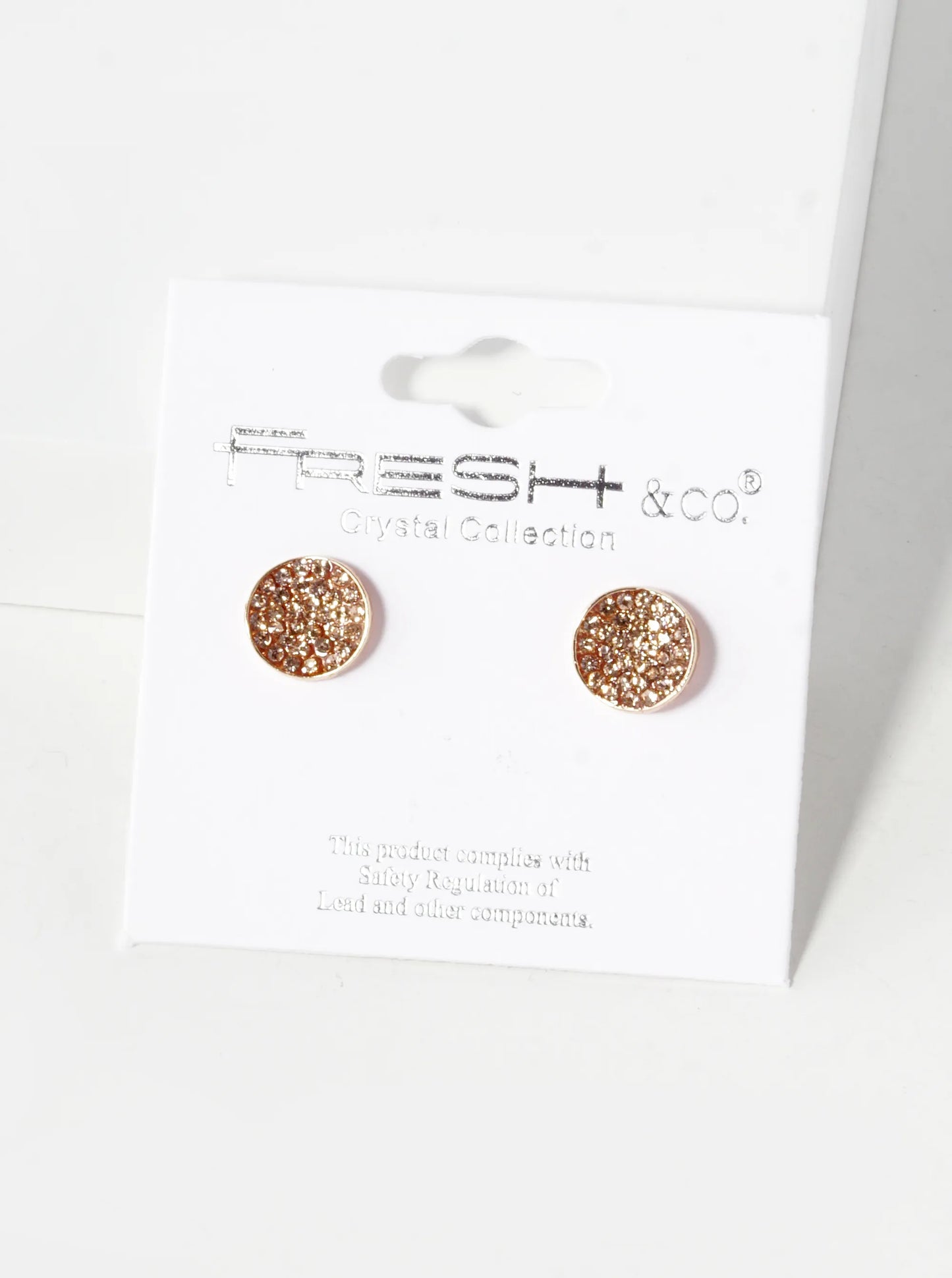 Crystal Pave 9mm Curved Round Disc Button Stud Earrings