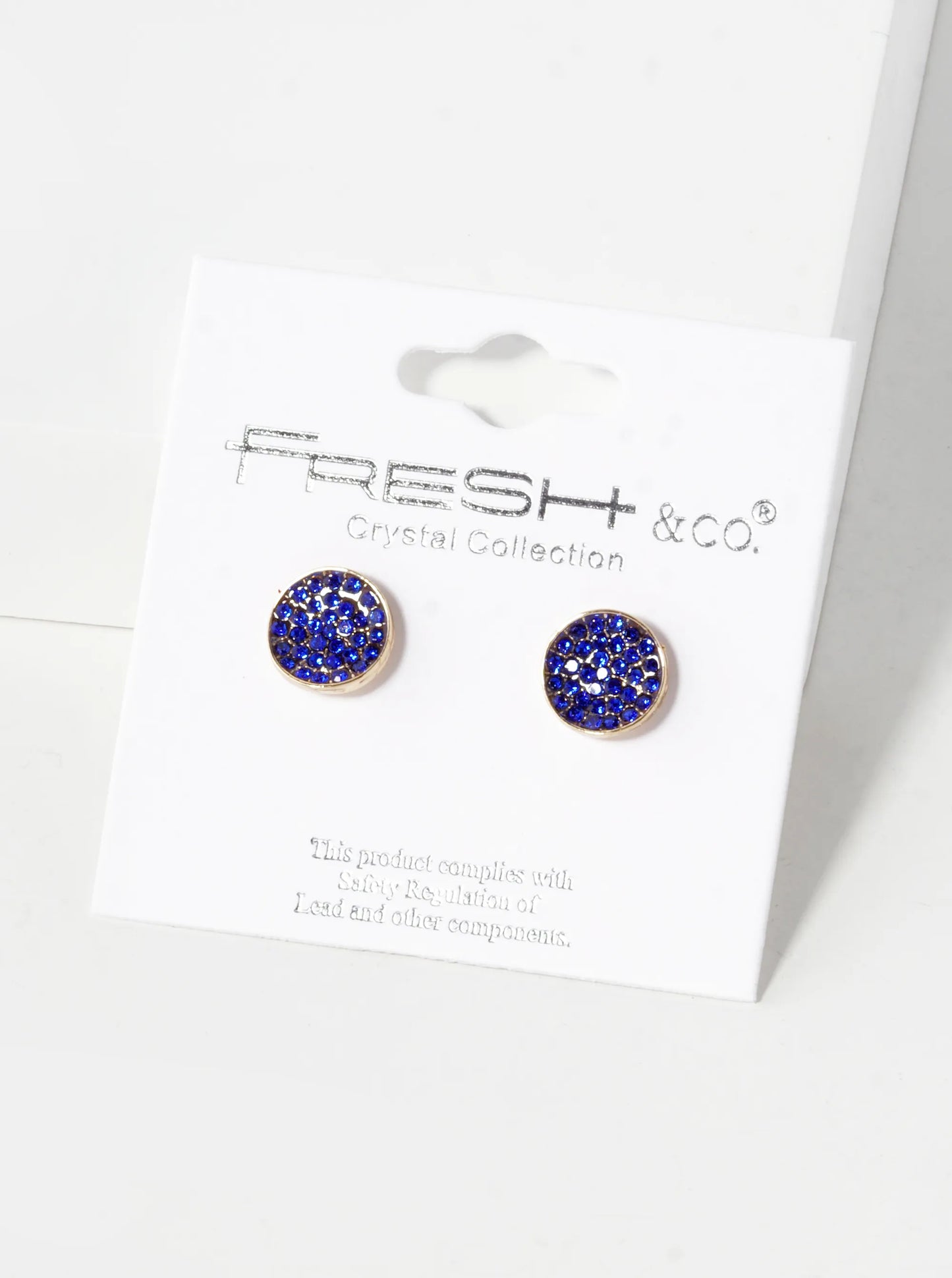 Crystal Pave 9mm Curved Round Disc Button Stud Earrings