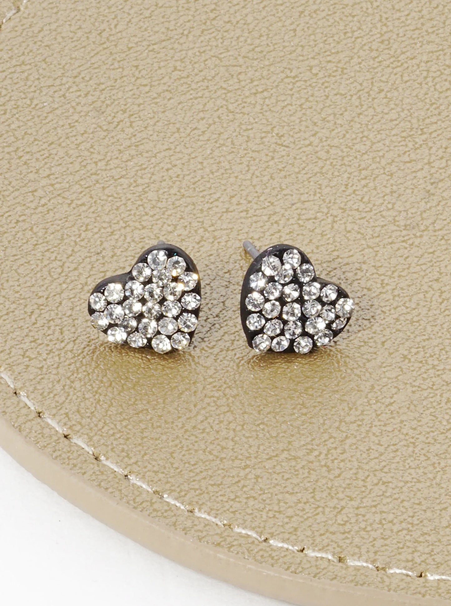 Crystal Pave 9mm Dainty Heart Stud Earrings