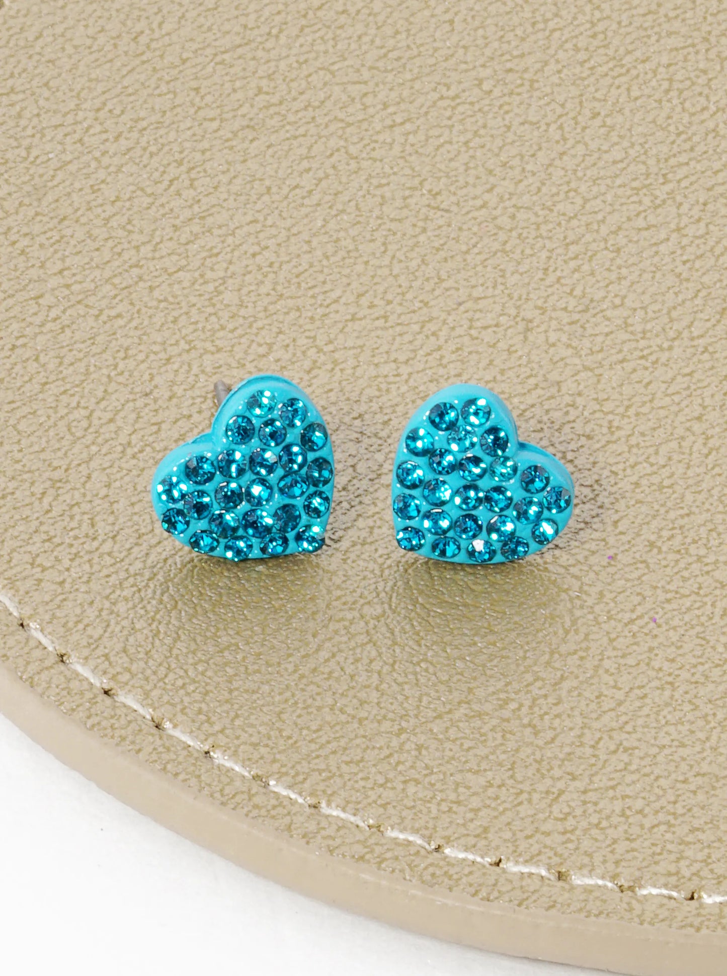 Crystal Pave 9mm Dainty Heart Stud Earrings