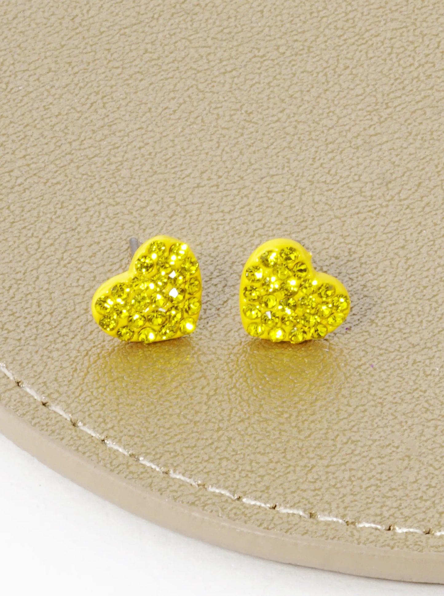 Crystal Pave 9mm Dainty Heart Stud Earrings