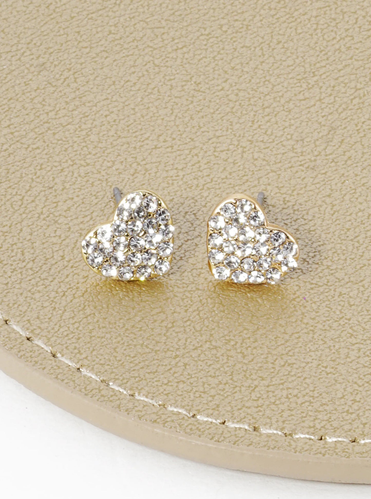 Crystal Pave 9mm Dainty Heart Stud Earrings