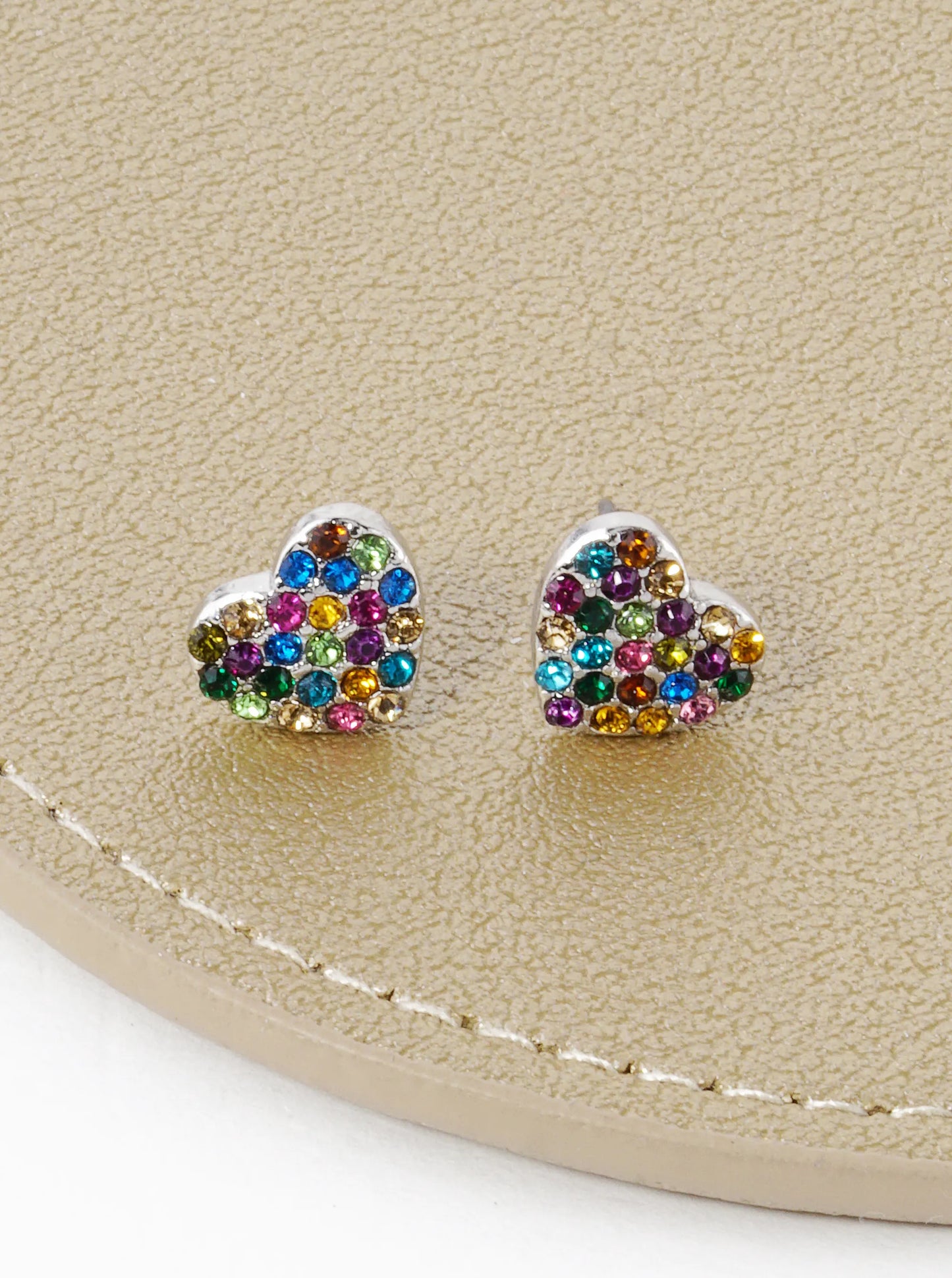 Crystal Pave 9mm Dainty Heart Stud Earrings