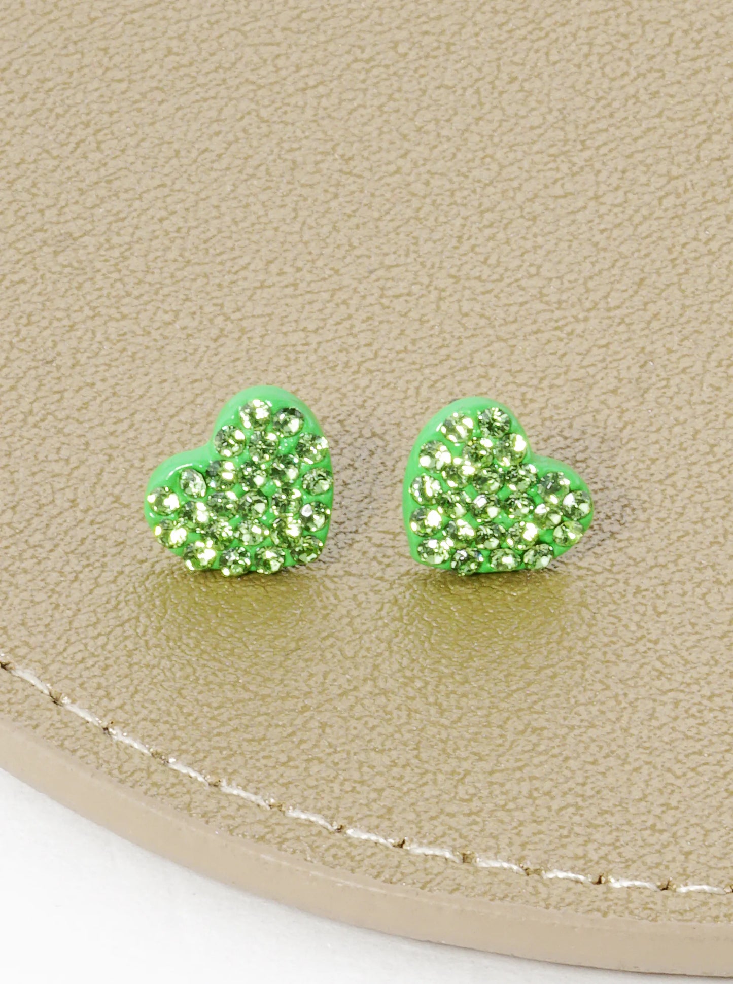 Crystal Pave 9mm Dainty Heart Stud Earrings