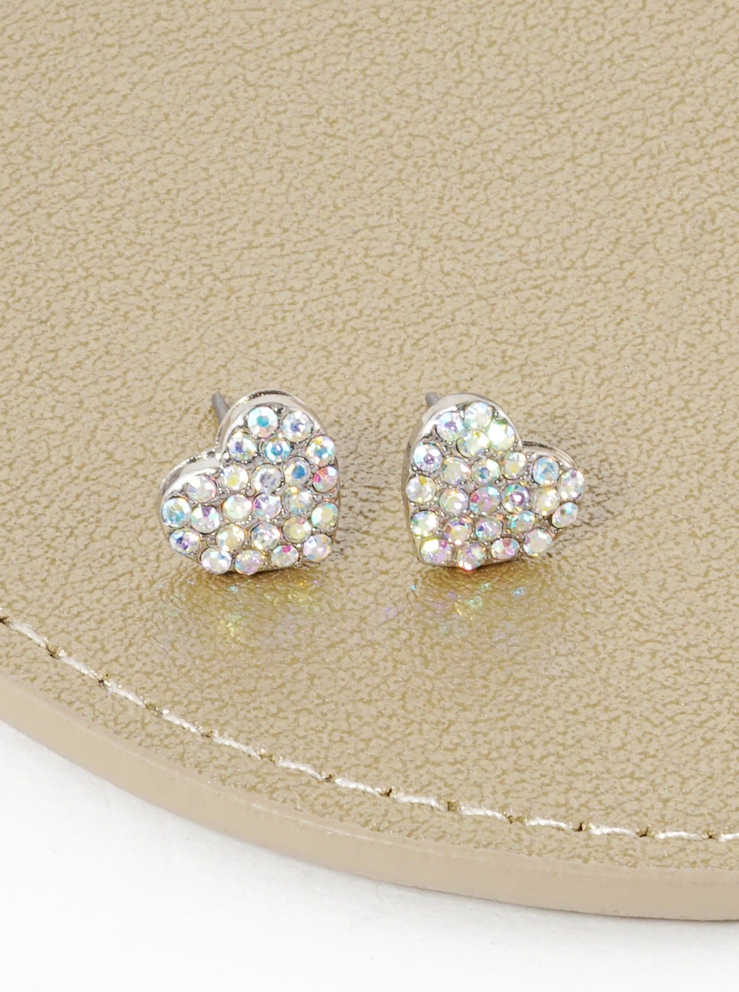 Crystal Pave 9mm Dainty Heart Stud Earrings