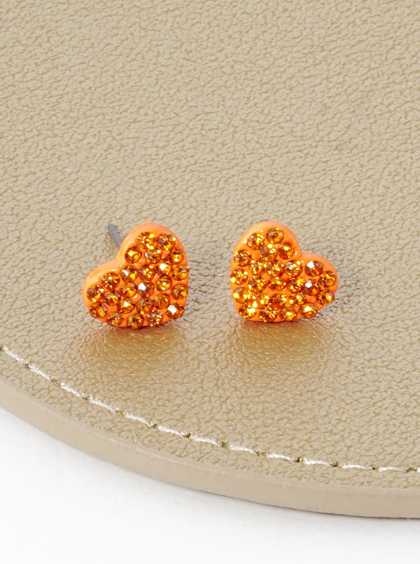 Crystal Pave 9mm Dainty Heart Stud Earrings
