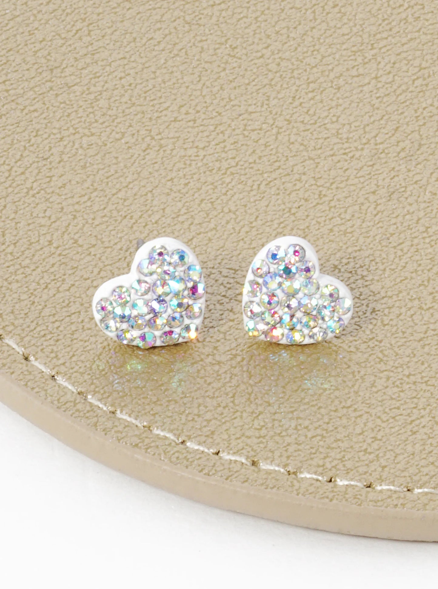 Crystal Pave 9mm Dainty Heart Stud Earrings