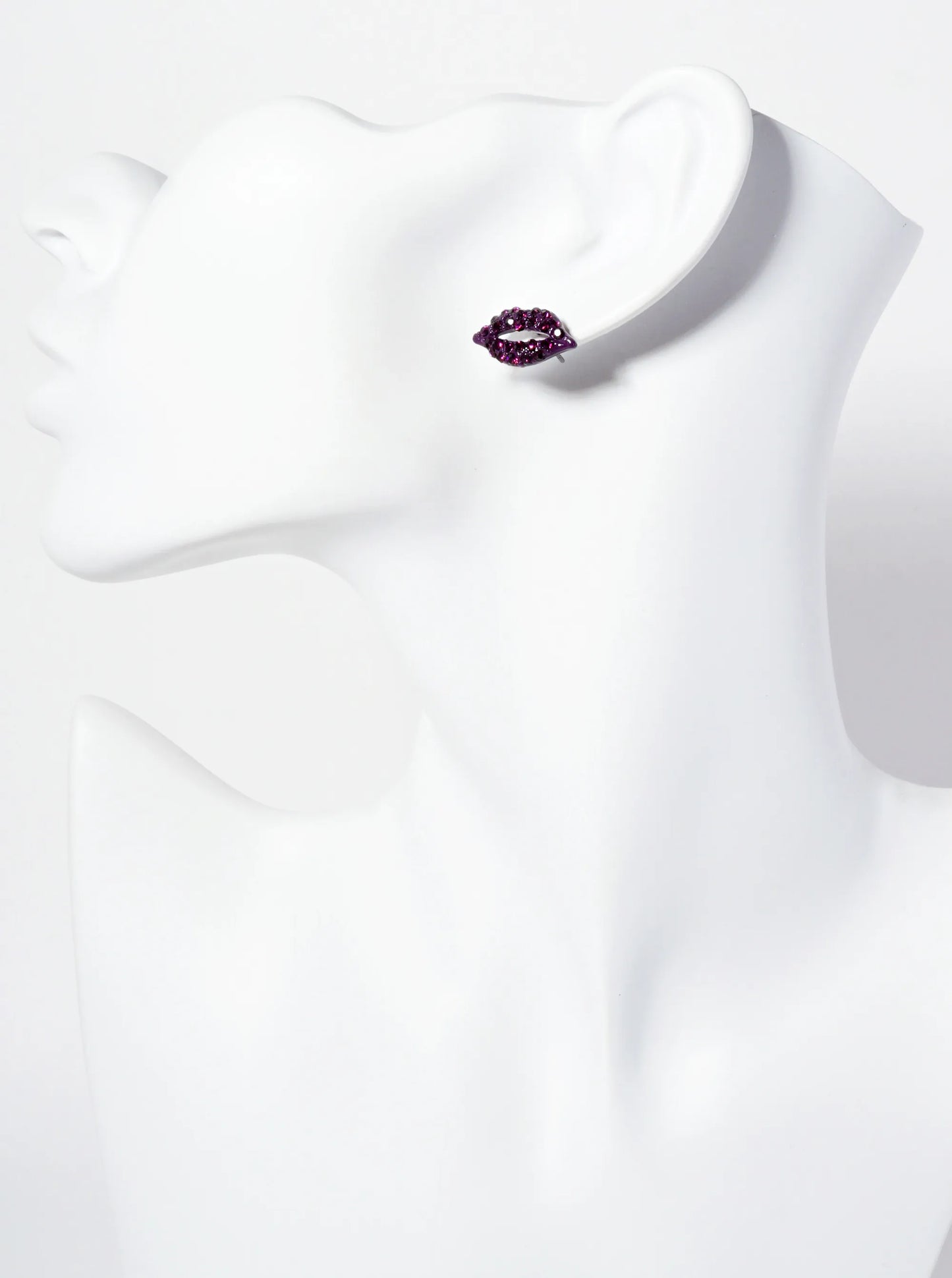 Crystal-Pave 9mm Lips Post Stud Earrings