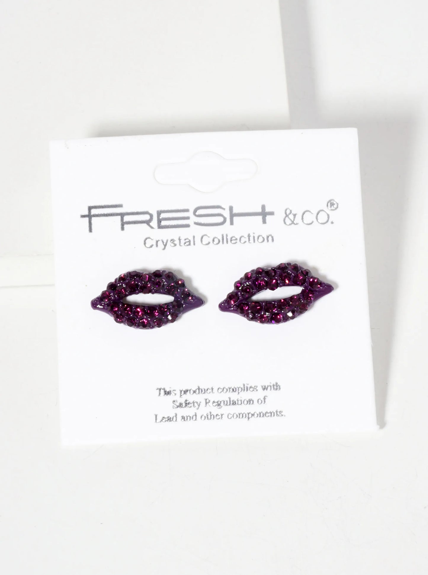 Crystal-Pave 9mm Lips Post Stud Earrings