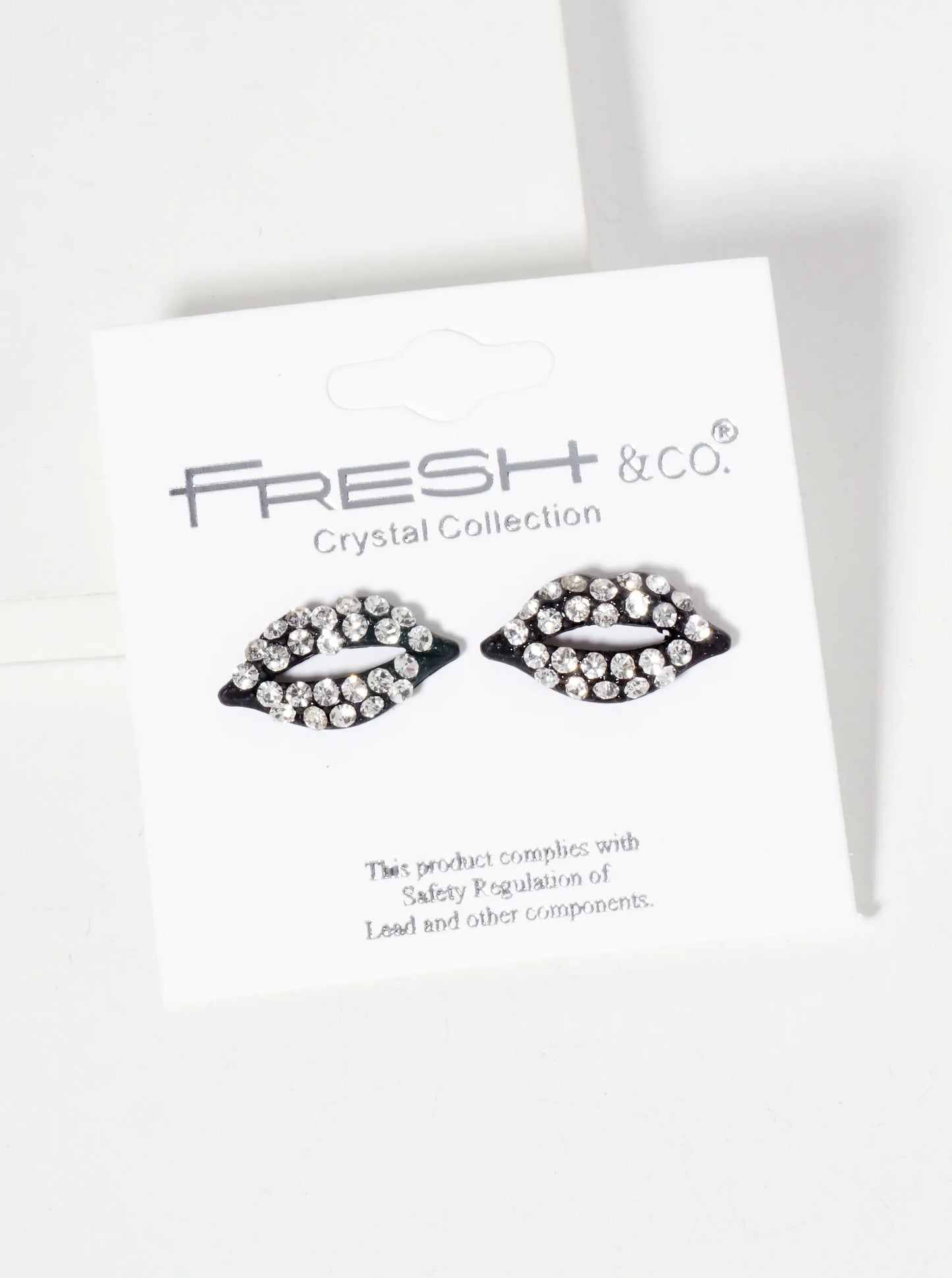 Crystal-Pave 9mm Lips Post Stud Earrings