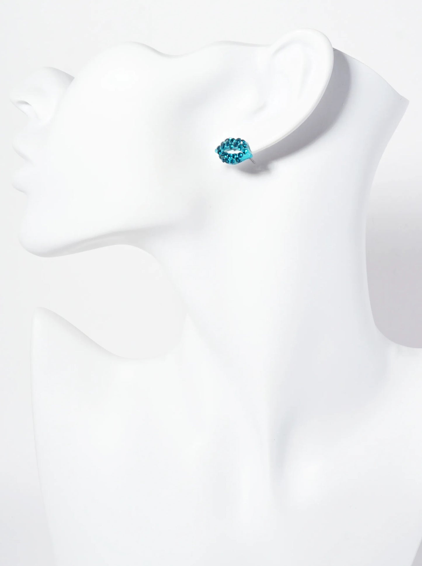 Crystal-Pave 9mm Lips Post Stud Earrings