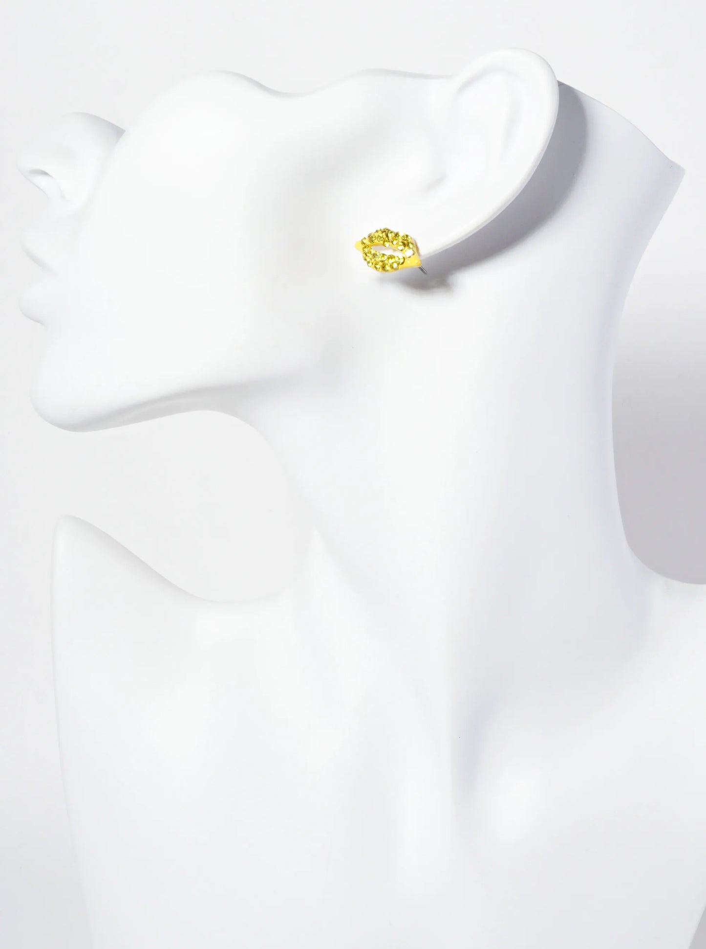 Crystal-Pave 9mm Lips Post Stud Earrings