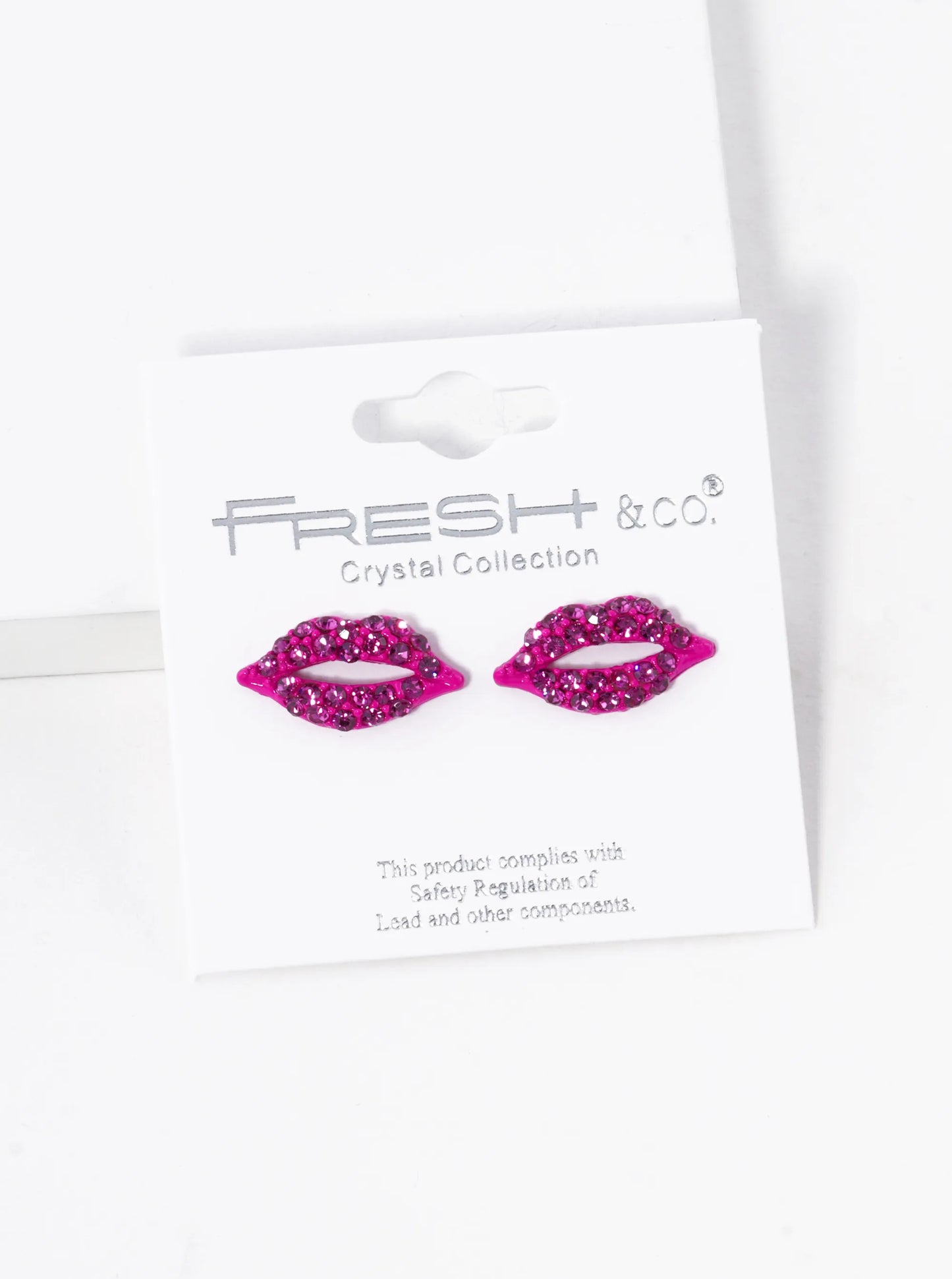 Crystal-Pave 9mm Lips Post Stud Earrings