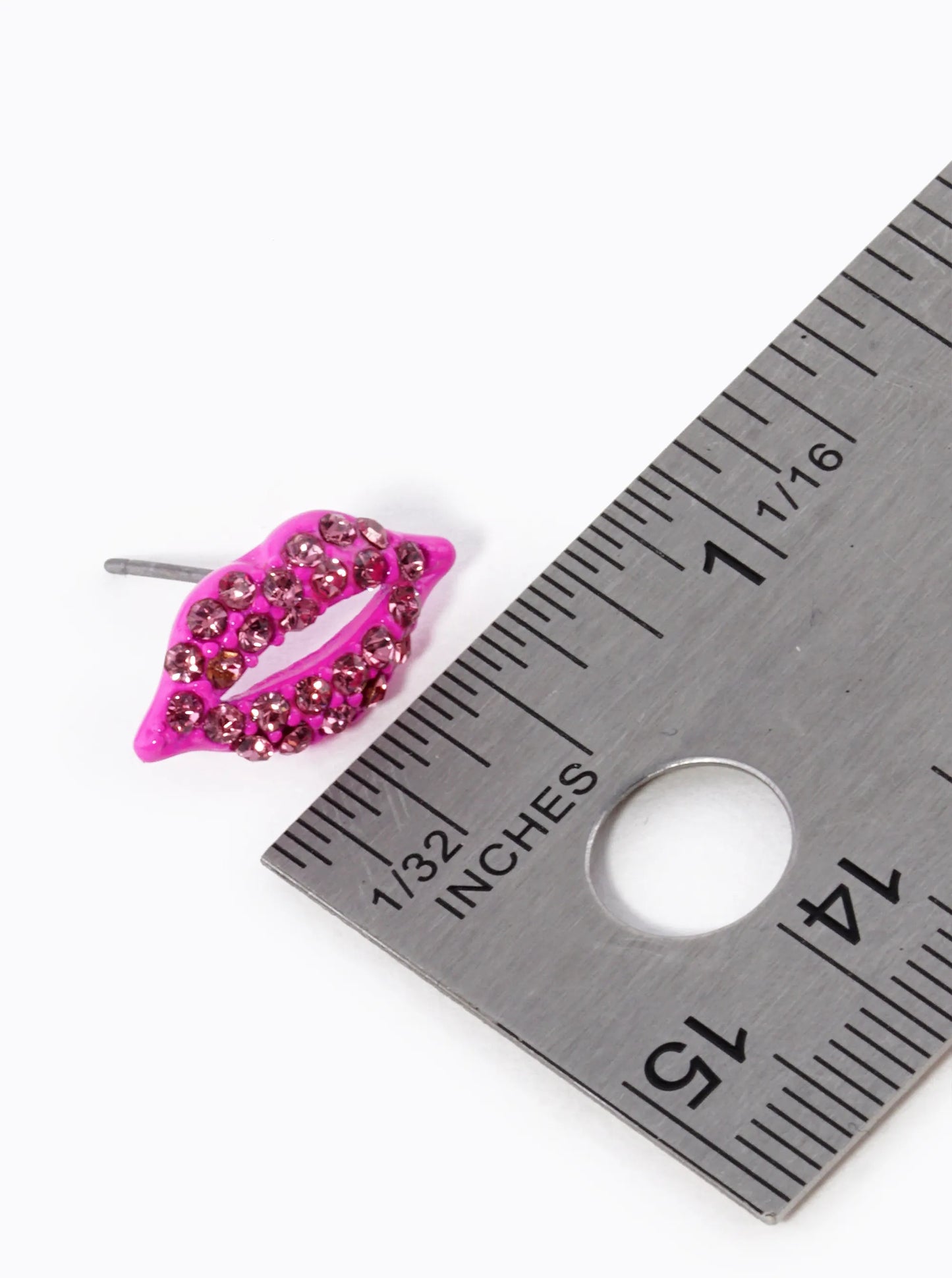 Crystal-Pave 9mm Lips Post Stud Earrings