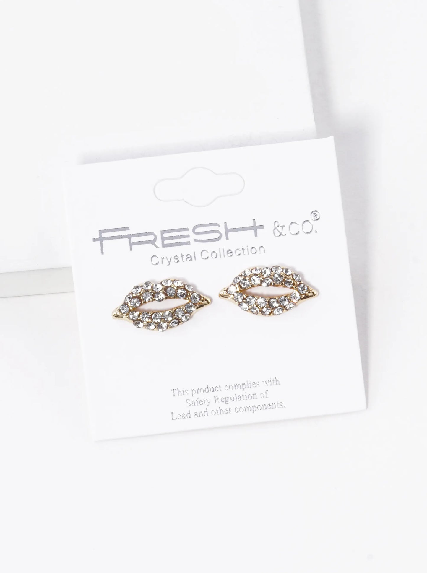 Crystal-Pave 9mm Lips Post Stud Earrings