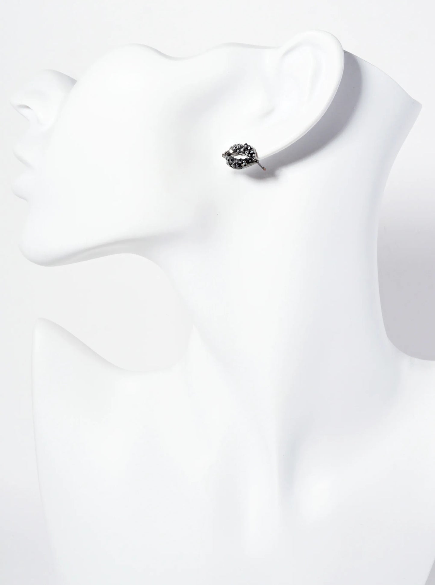 Crystal-Pave 9mm Lips Post Stud Earrings