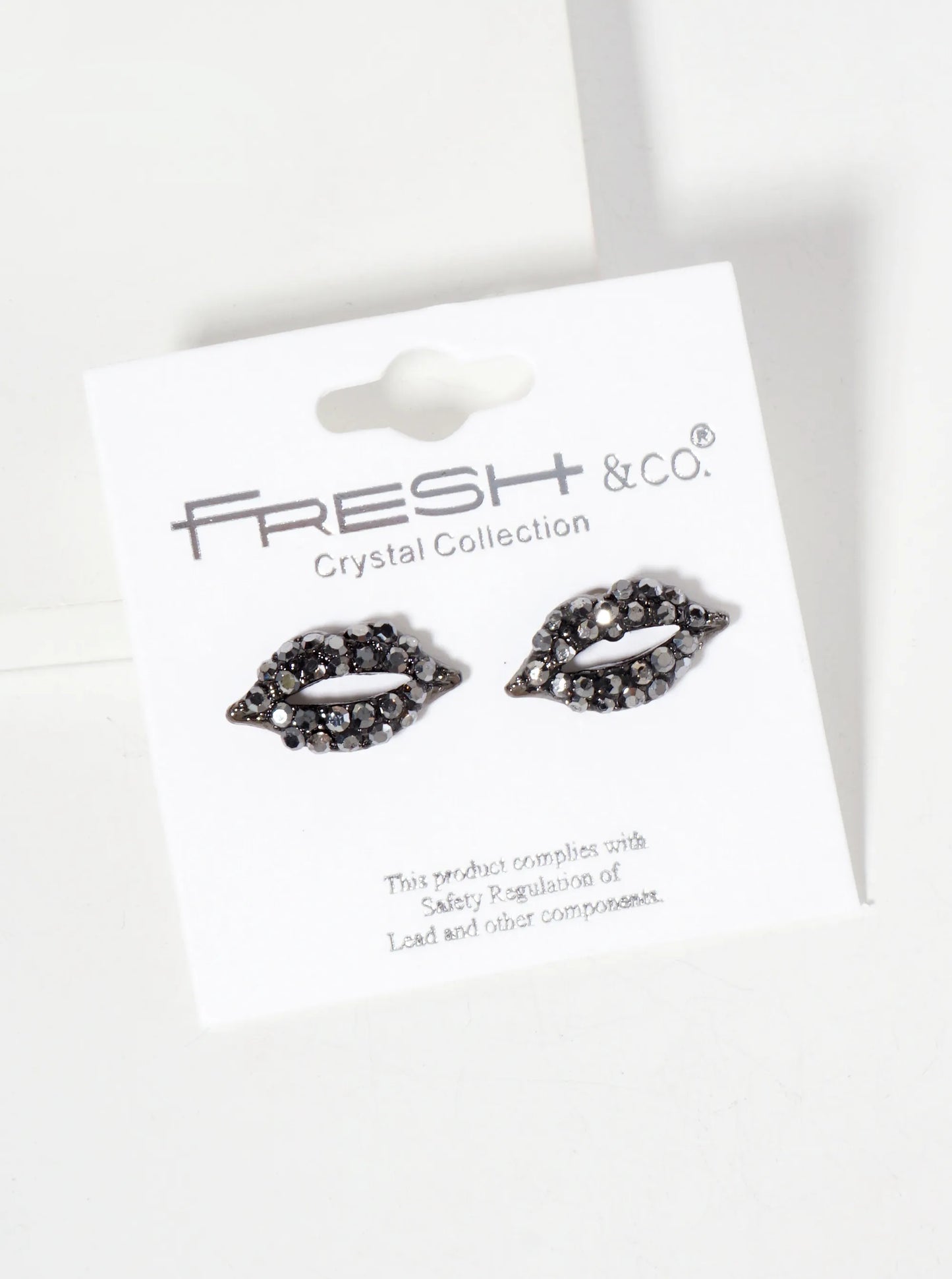 Crystal-Pave 9mm Lips Post Stud Earrings