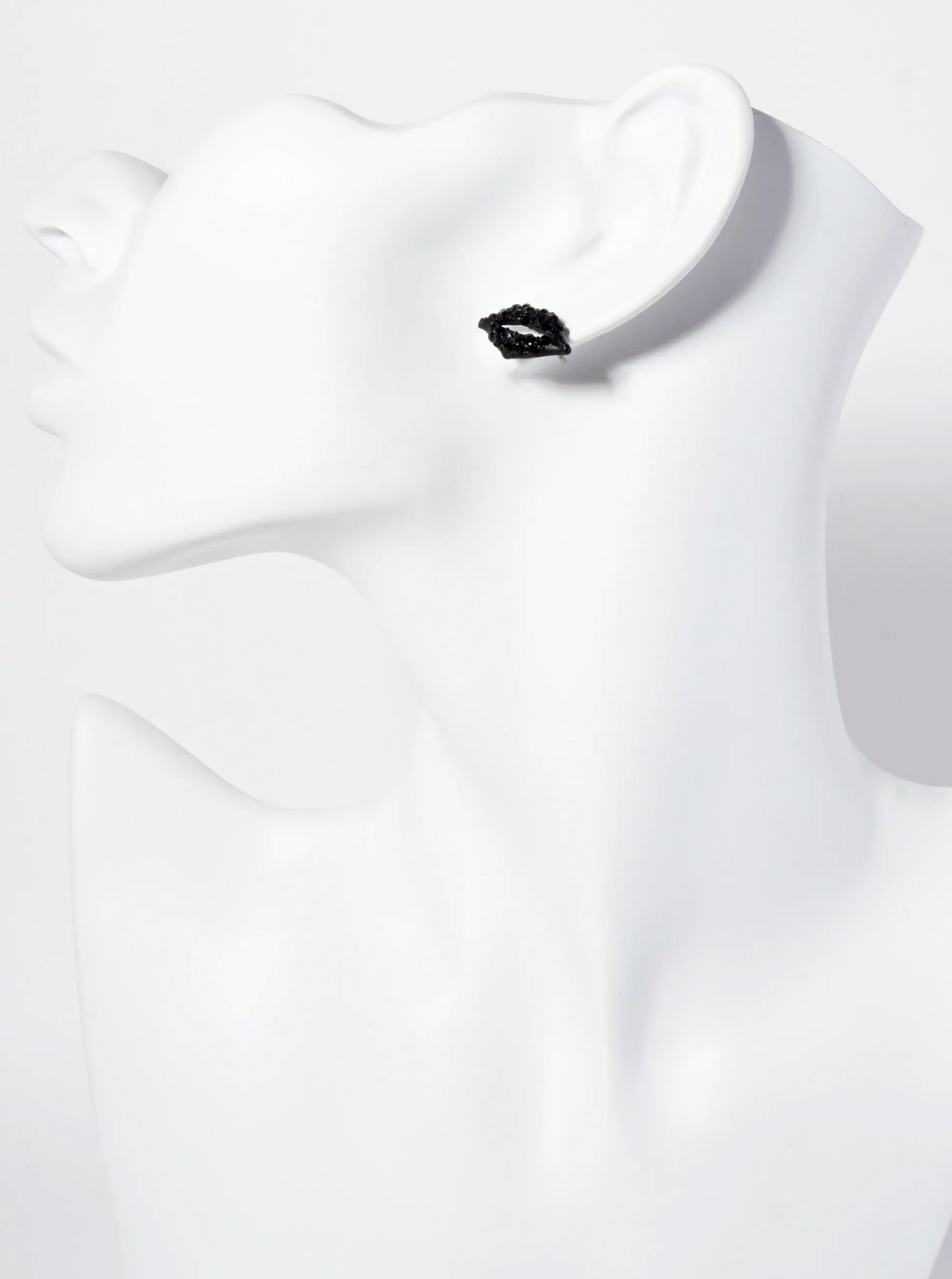 Crystal-Pave 9mm Lips Post Stud Earrings