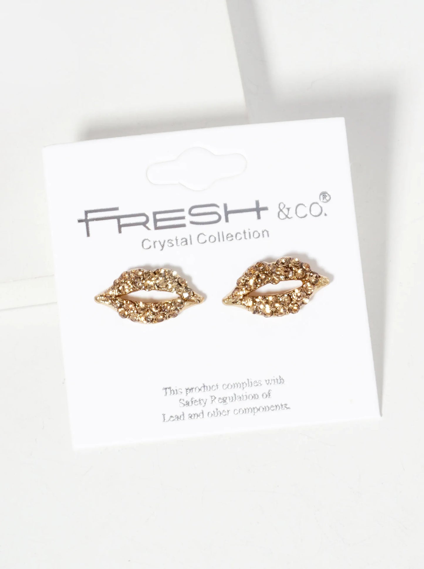Crystal-Pave 9mm Lips Post Stud Earrings