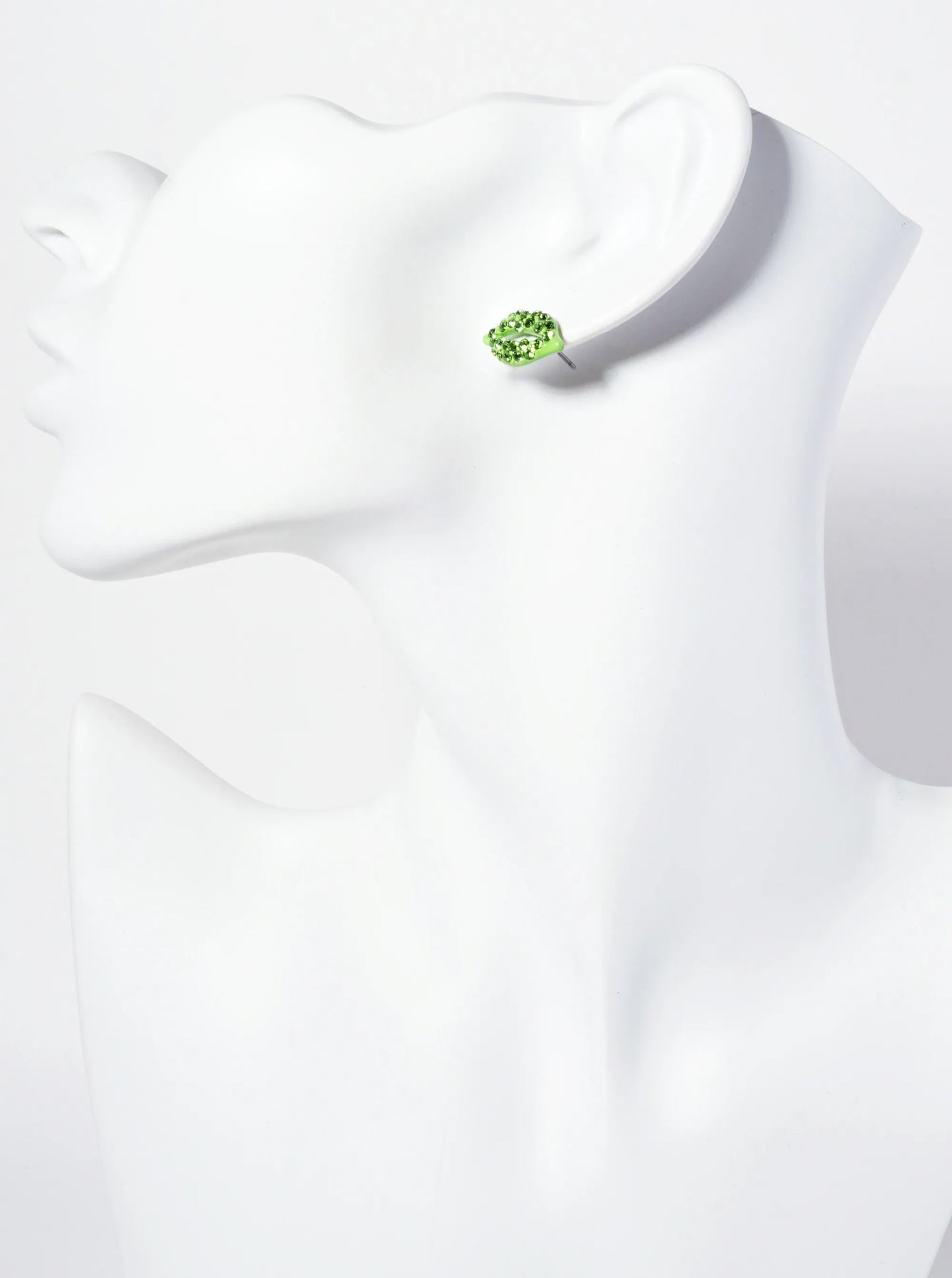 Crystal-Pave 9mm Lips Post Stud Earrings