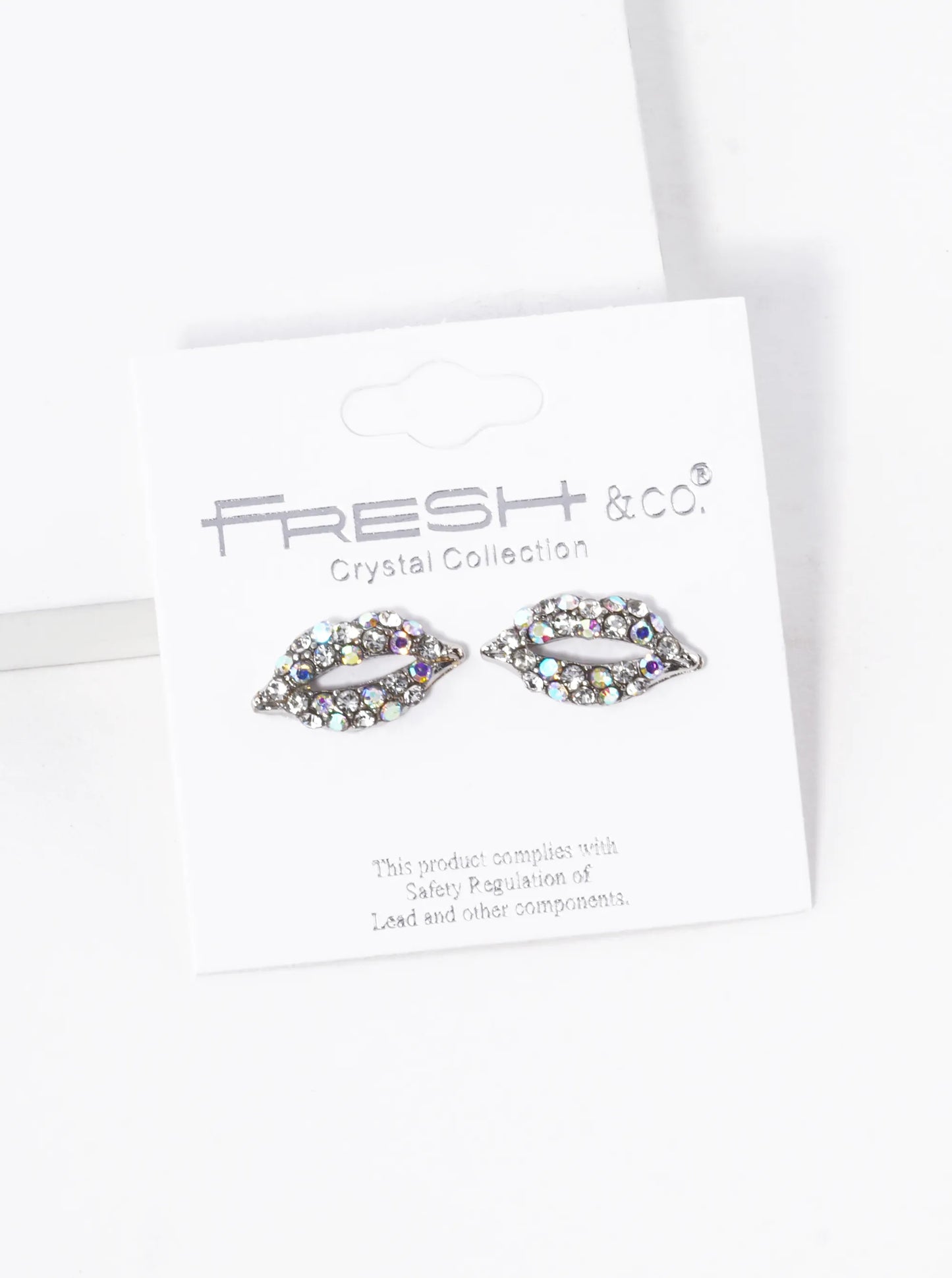 Crystal-Pave 9mm Lips Post Stud Earrings