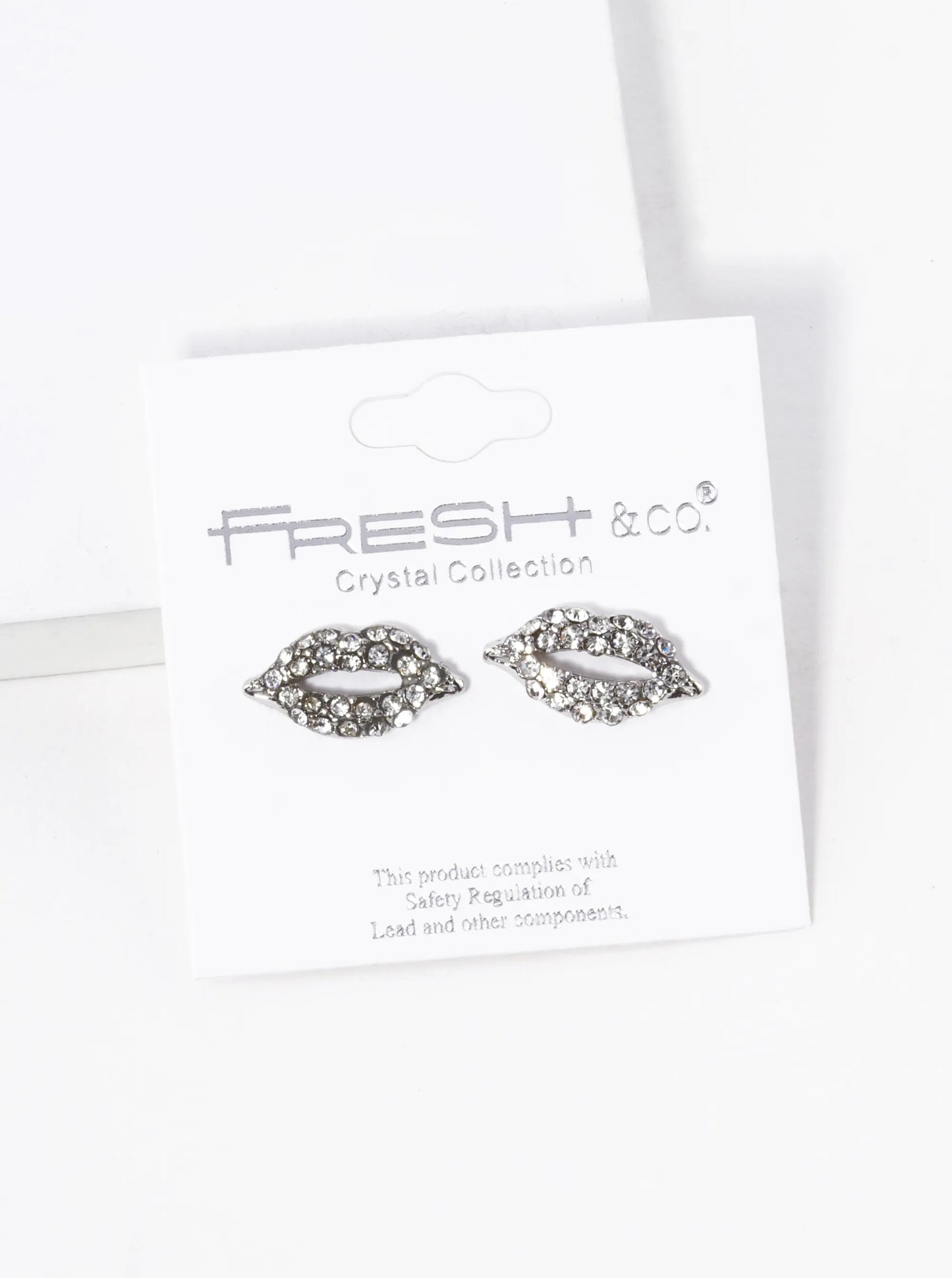 Crystal-Pave 9mm Lips Post Stud Earrings