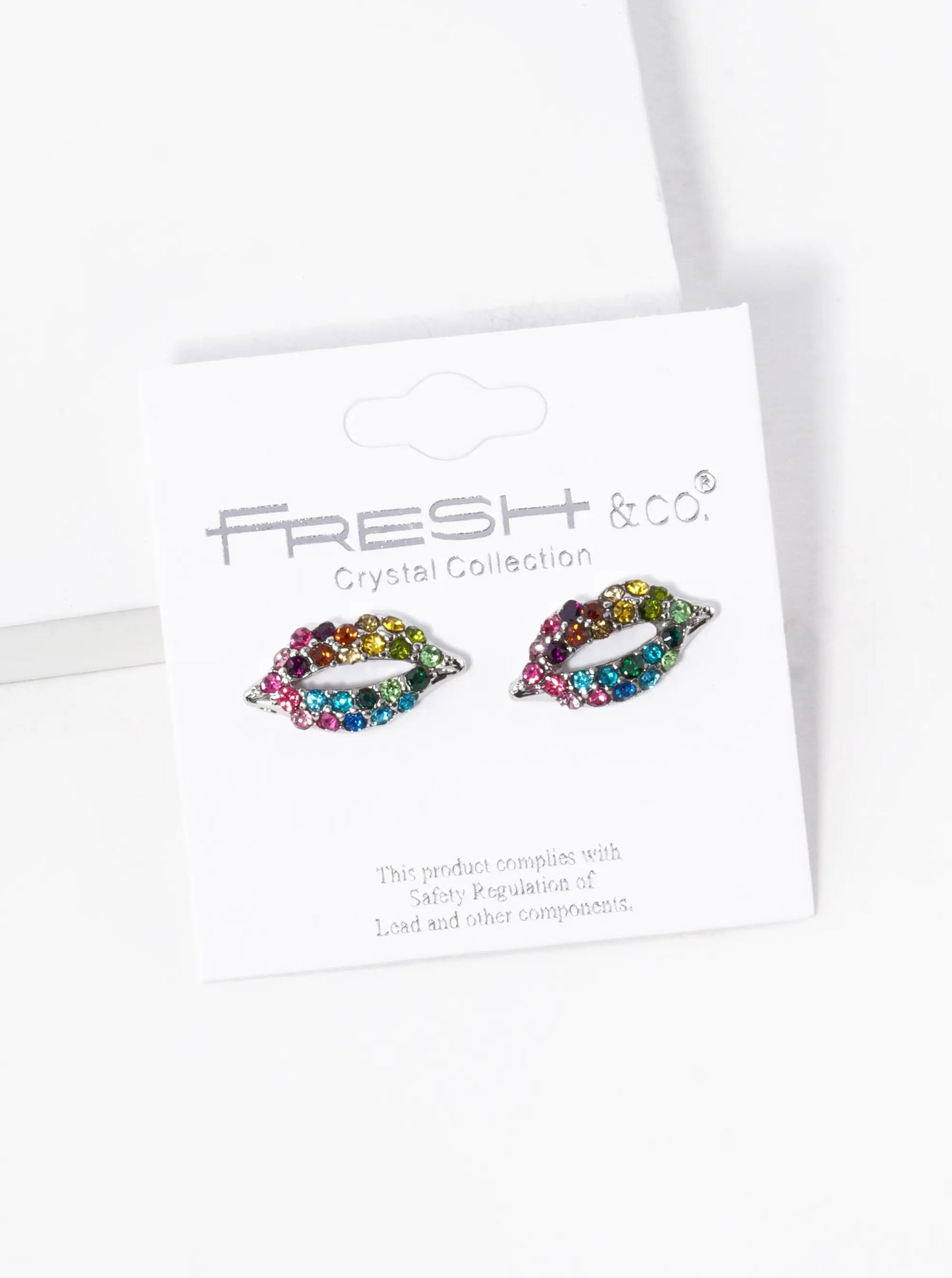 Crystal-Pave 9mm Lips Post Stud Earrings