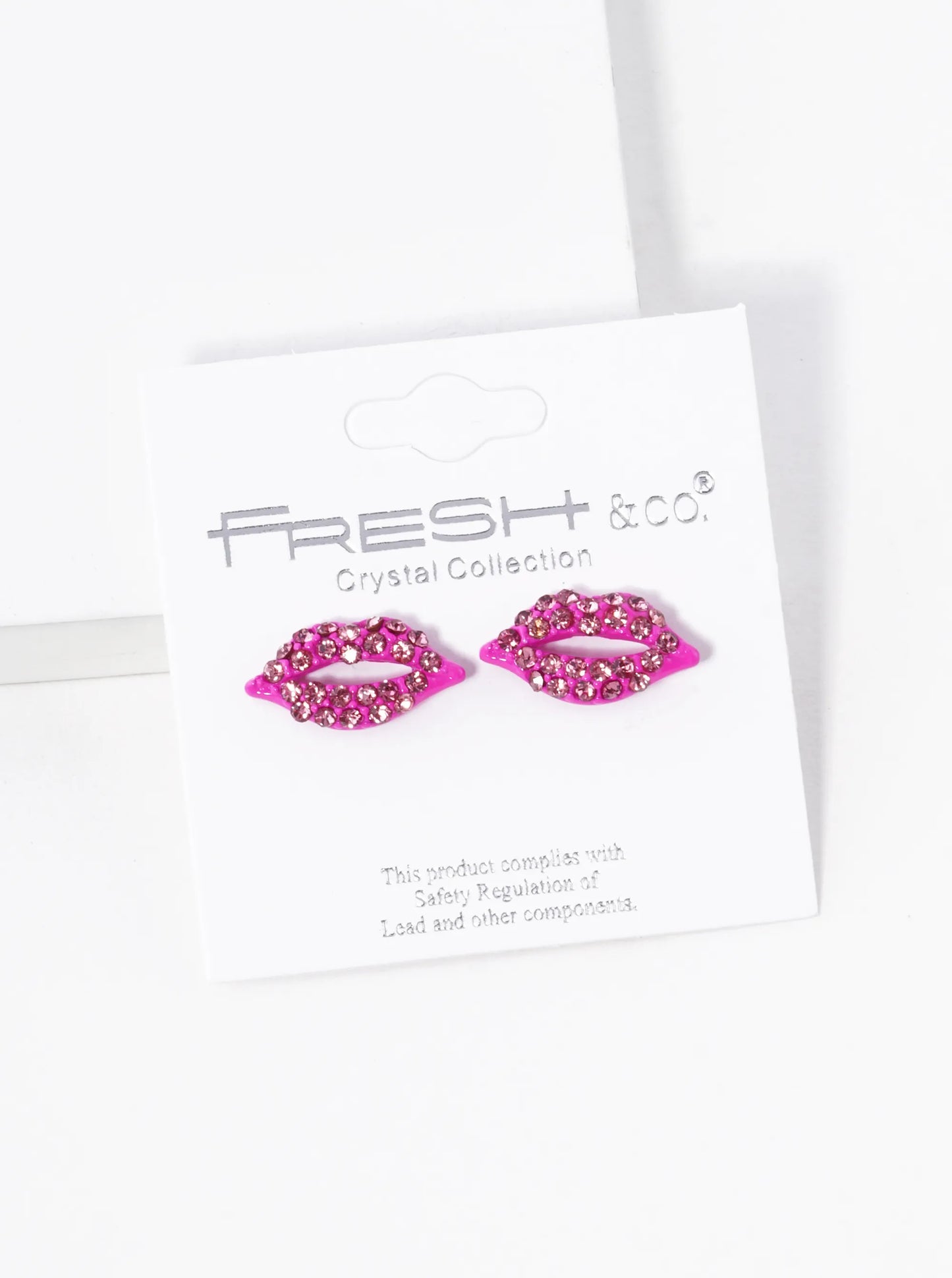 Crystal-Pave 9mm Lips Post Stud Earrings