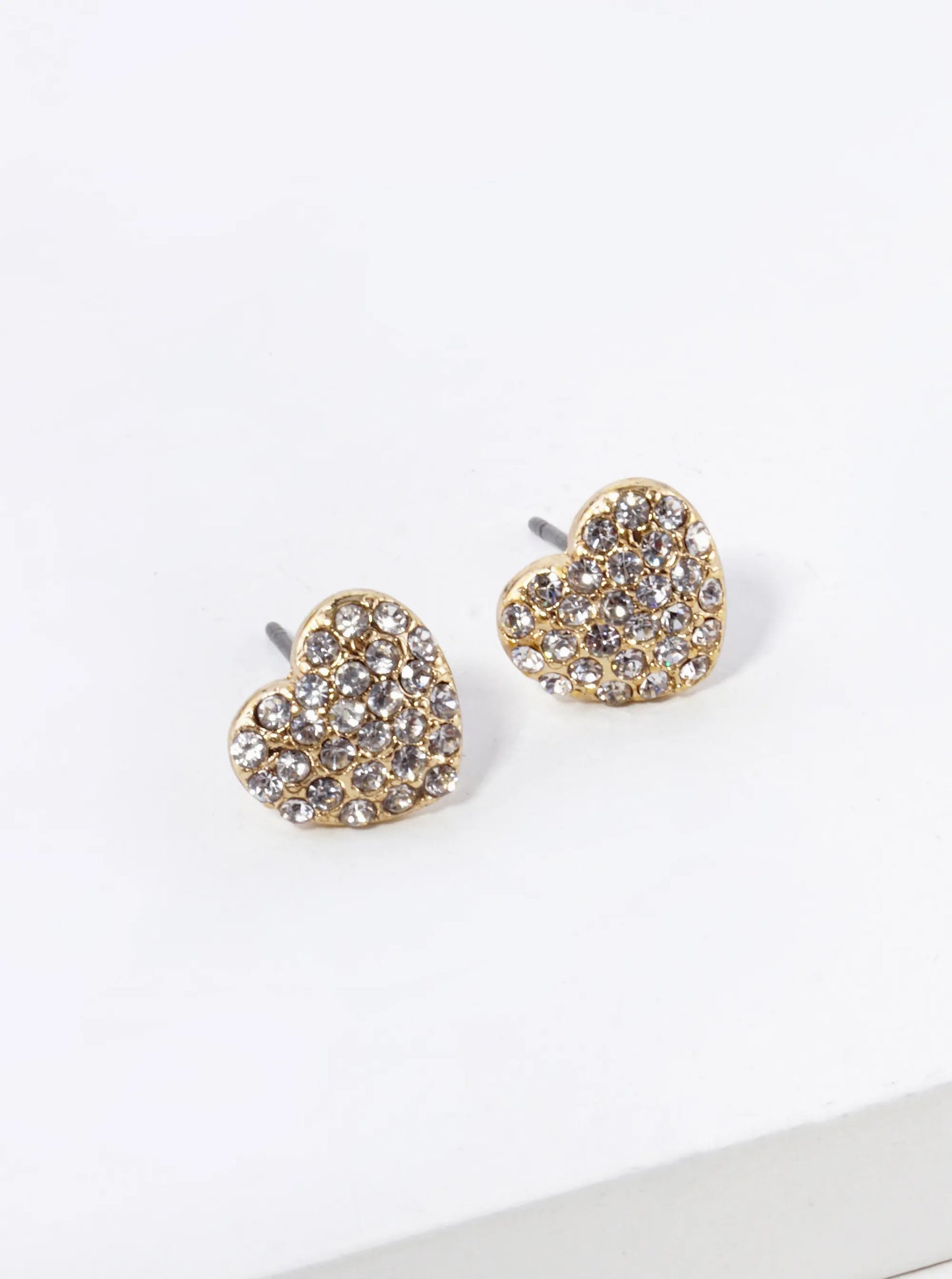 Crystal Pave 9mm Puffy Heart Stud Earrings