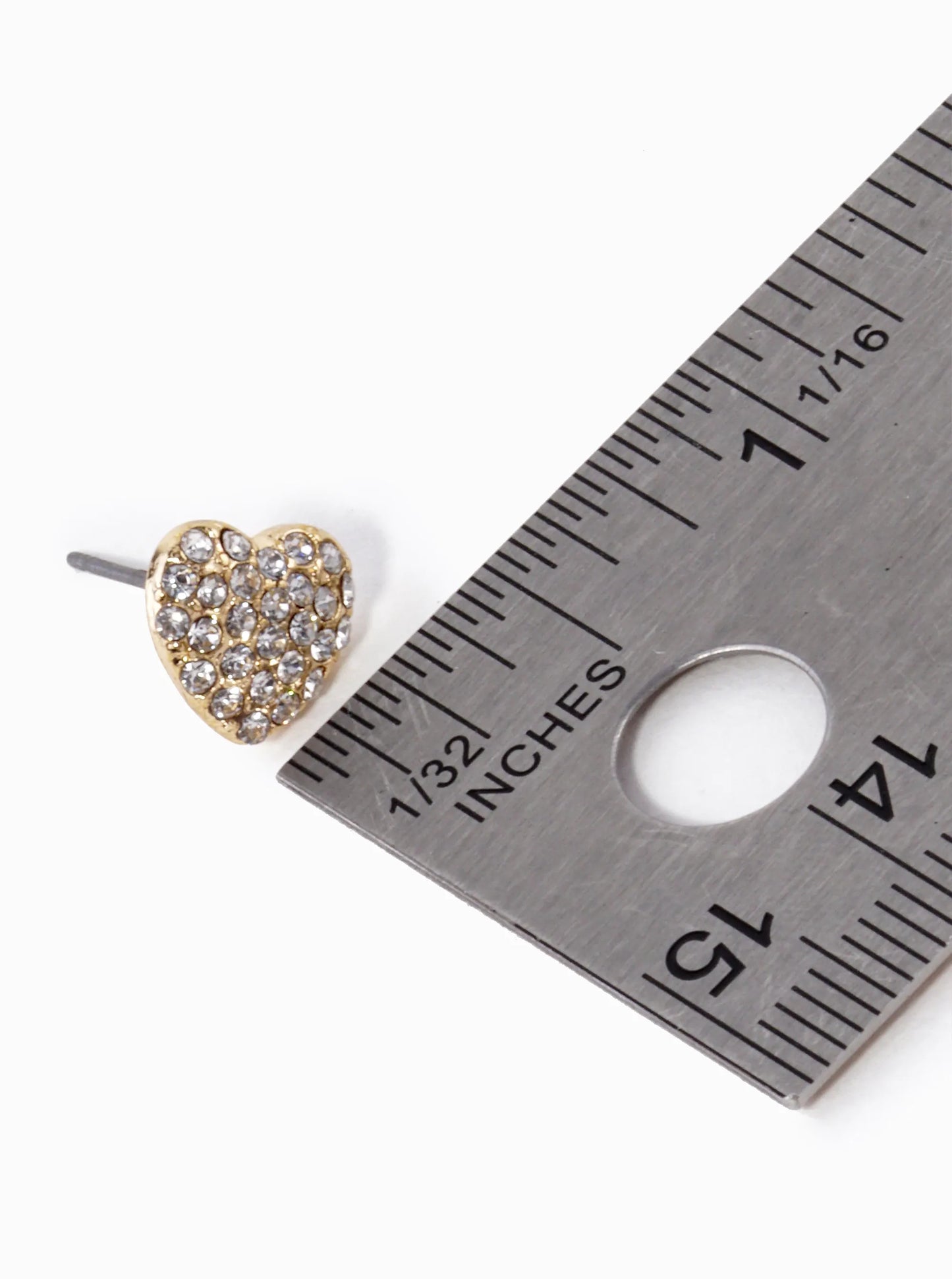 Crystal Pave 9mm Puffy Heart Stud Earrings