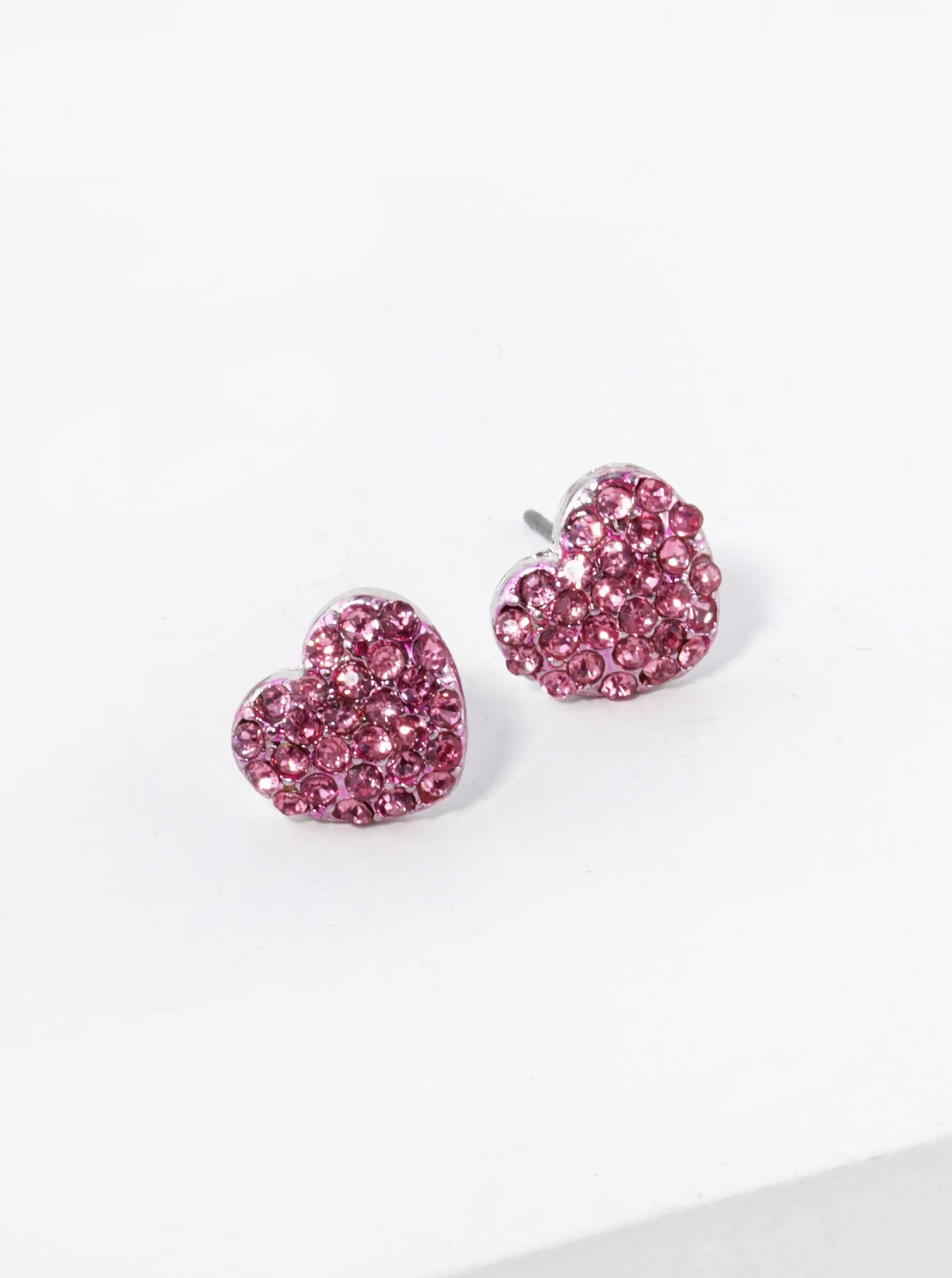 Crystal Pave 9mm Puffy Heart Stud Earrings