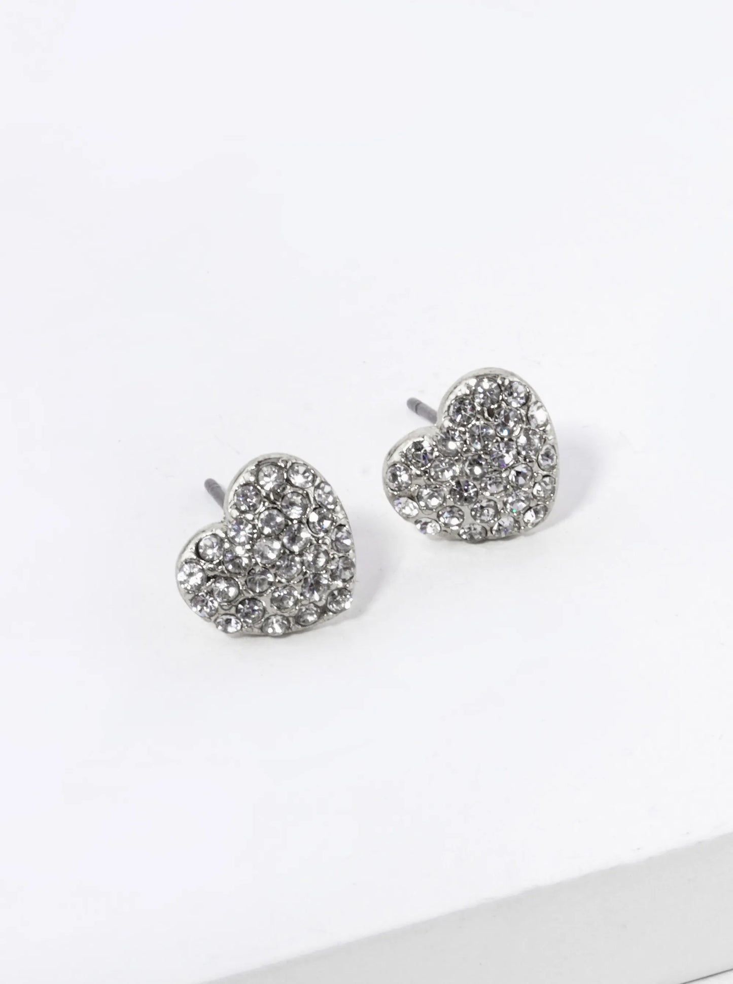Crystal Pave 9mm Puffy Heart Stud Earrings