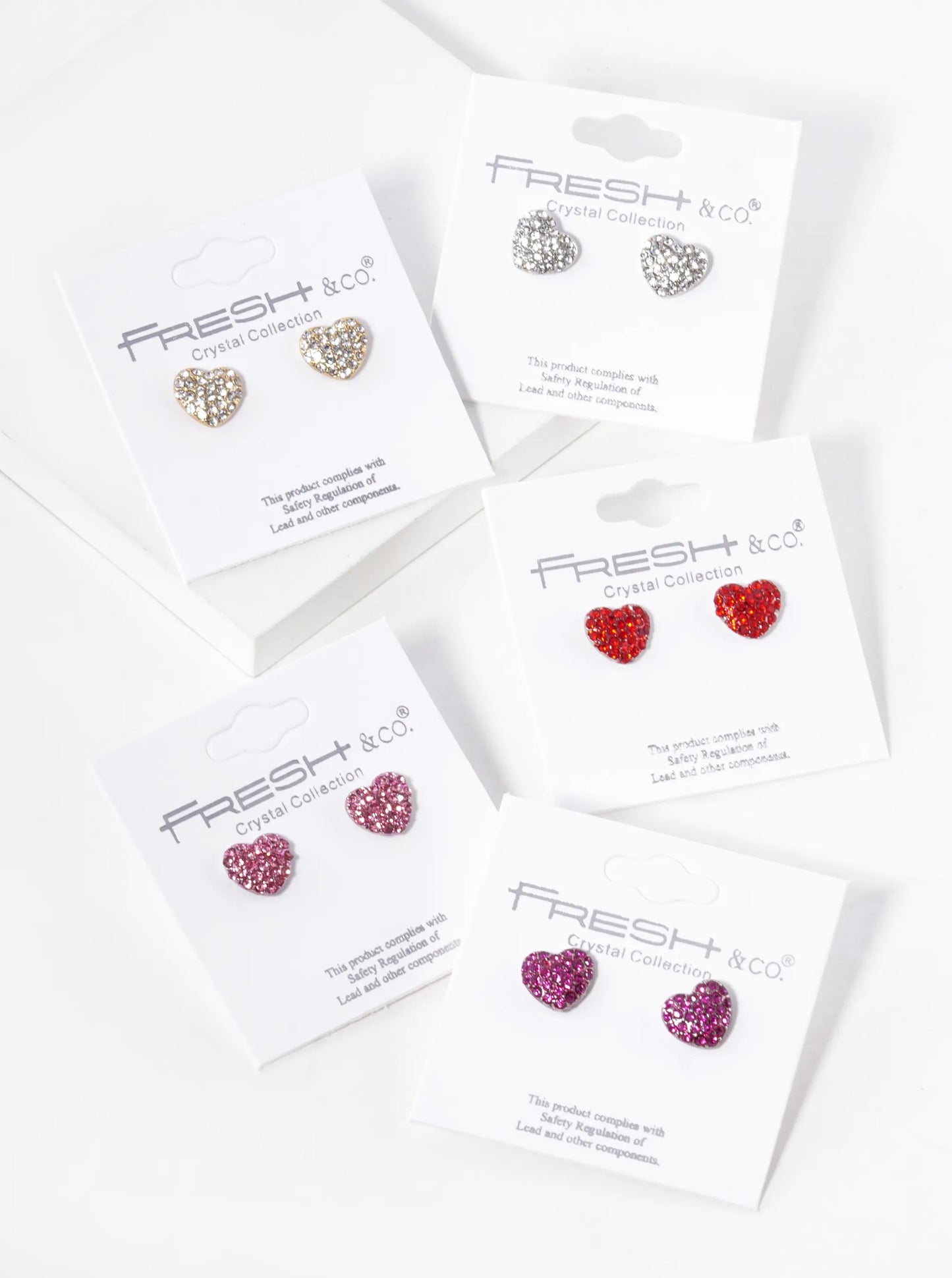 Crystal Pave 9mm Puffy Heart Stud Earrings