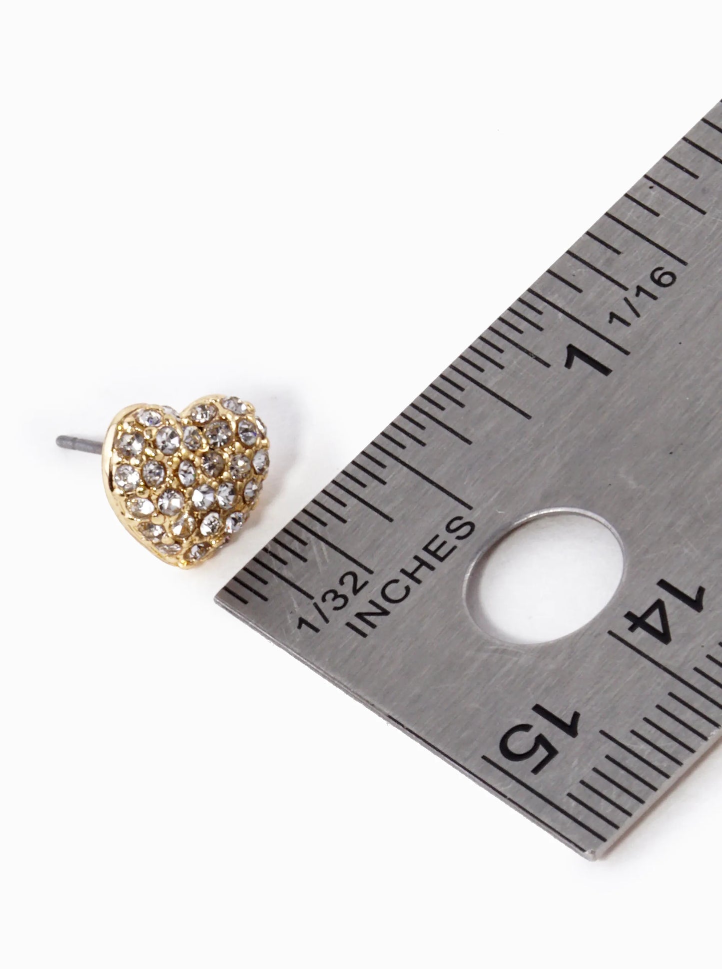 Crystal Pave 9mm Puffy Heart Stud Earrings