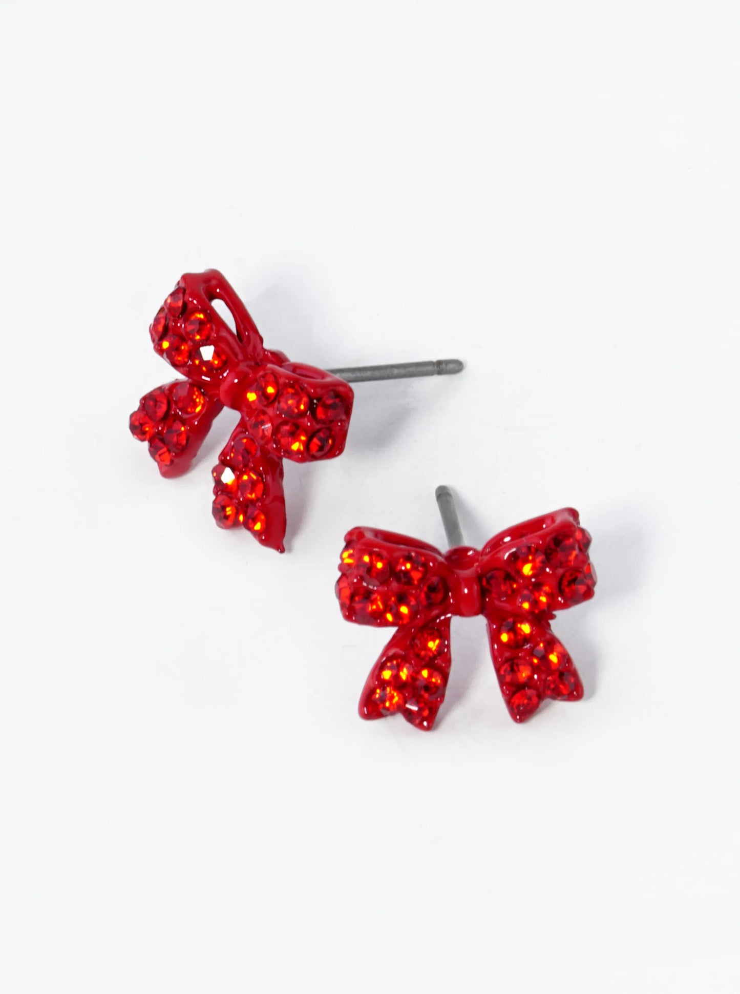 Crystal Pave 9mm Ribbon Bow Post Stud Earrings