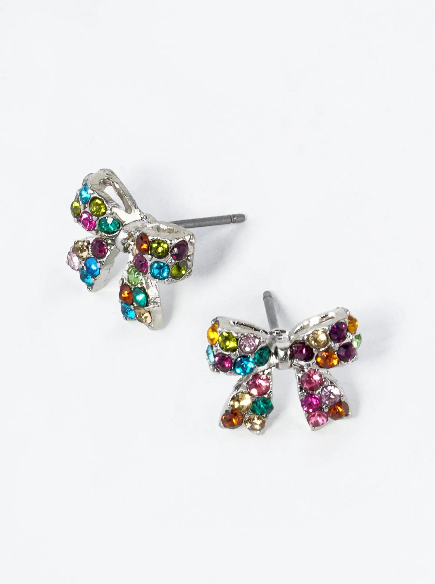 Crystal Pave 9mm Ribbon Bow Post Stud Earrings