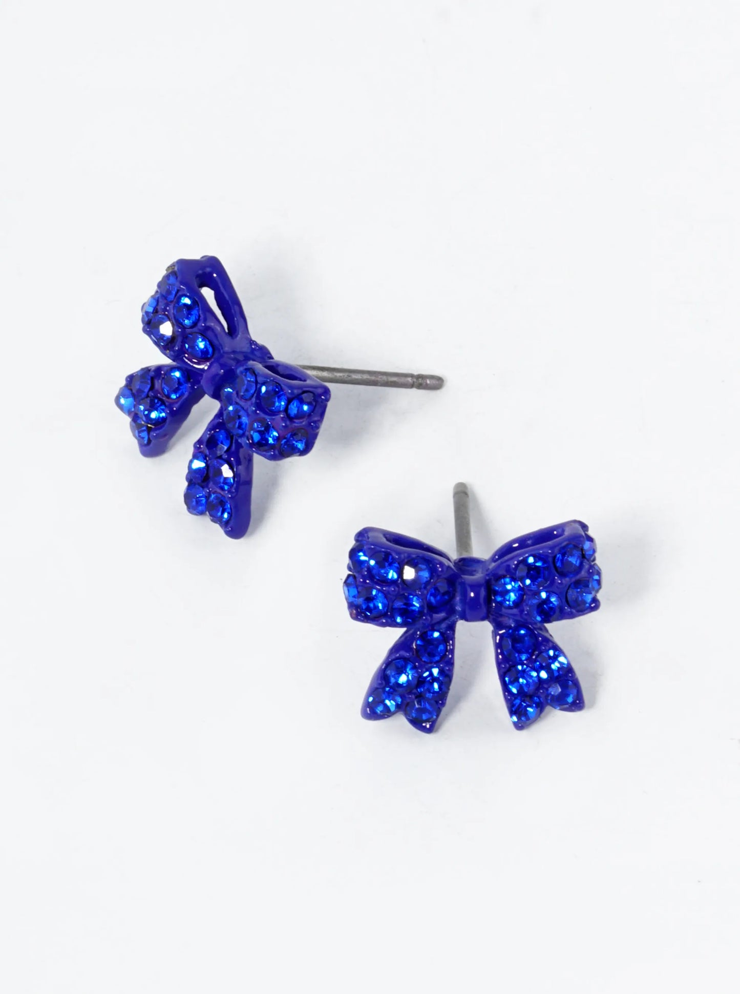 Crystal Pave 9mm Ribbon Bow Post Stud Earrings