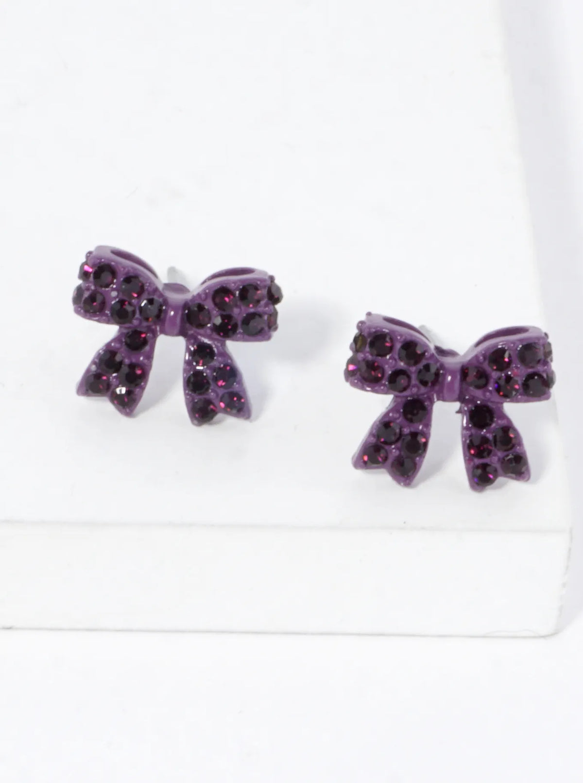 Crystal Pave 9mm Ribbon Bow Post Stud Earrings