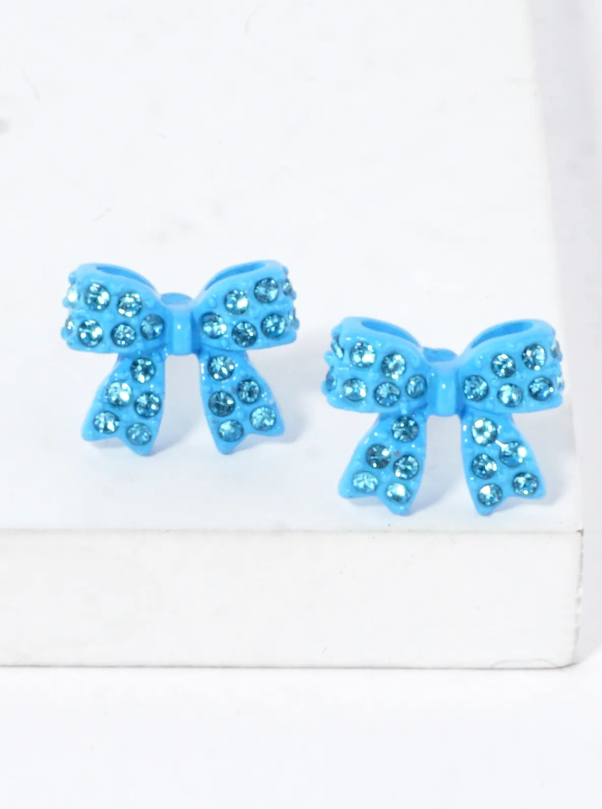 Crystal Pave 9mm Ribbon Bow Post Stud Earrings