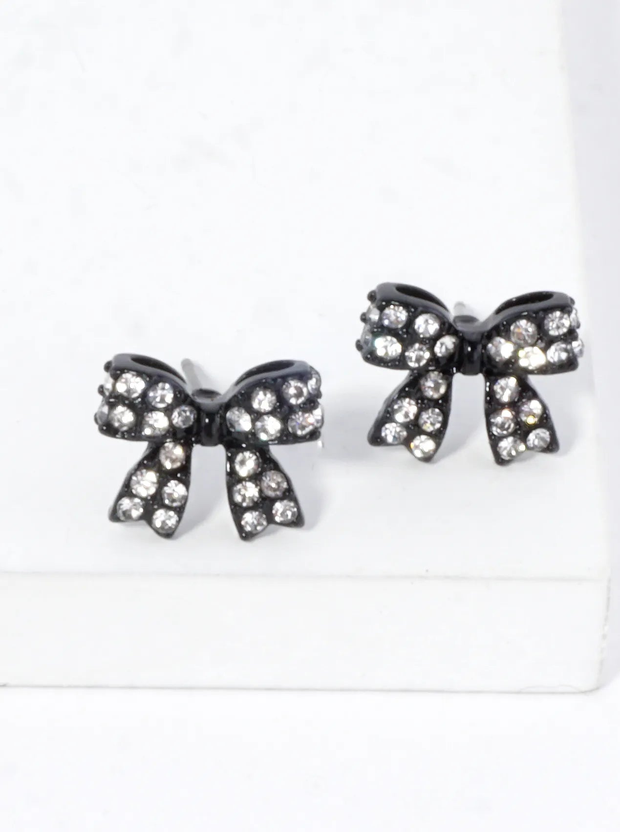 Crystal Pave 9mm Ribbon Bow Post Stud Earrings