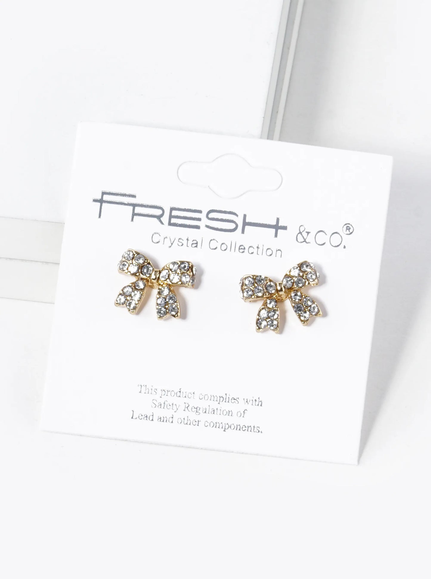Crystal Pave 9mm Ribbon Bow Post Stud Earrings