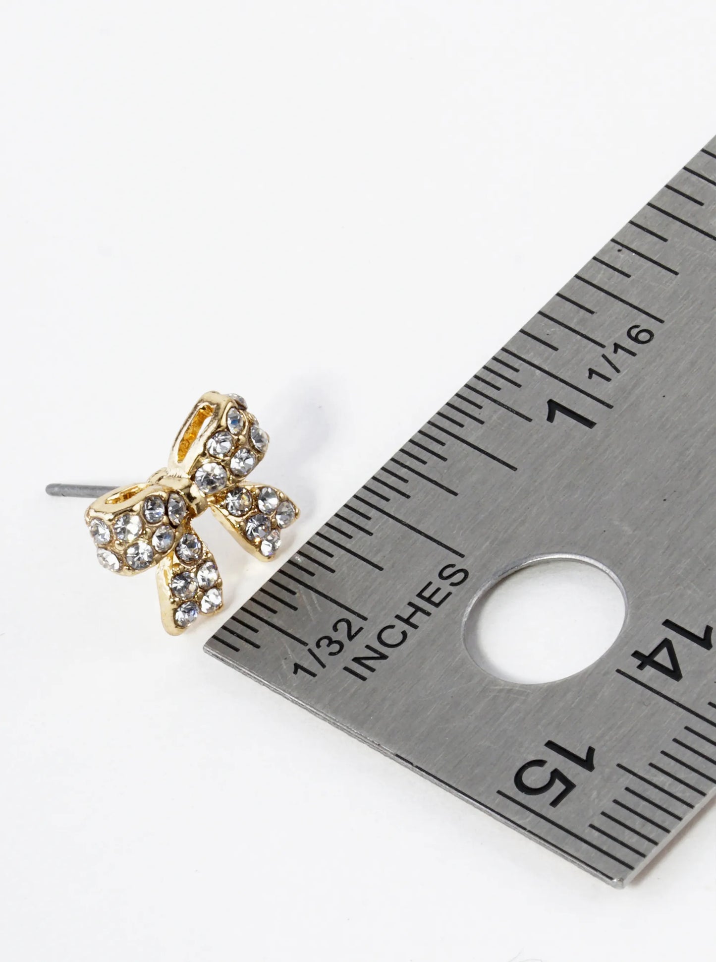 Crystal Pave 9mm Ribbon Bow Post Stud Earrings