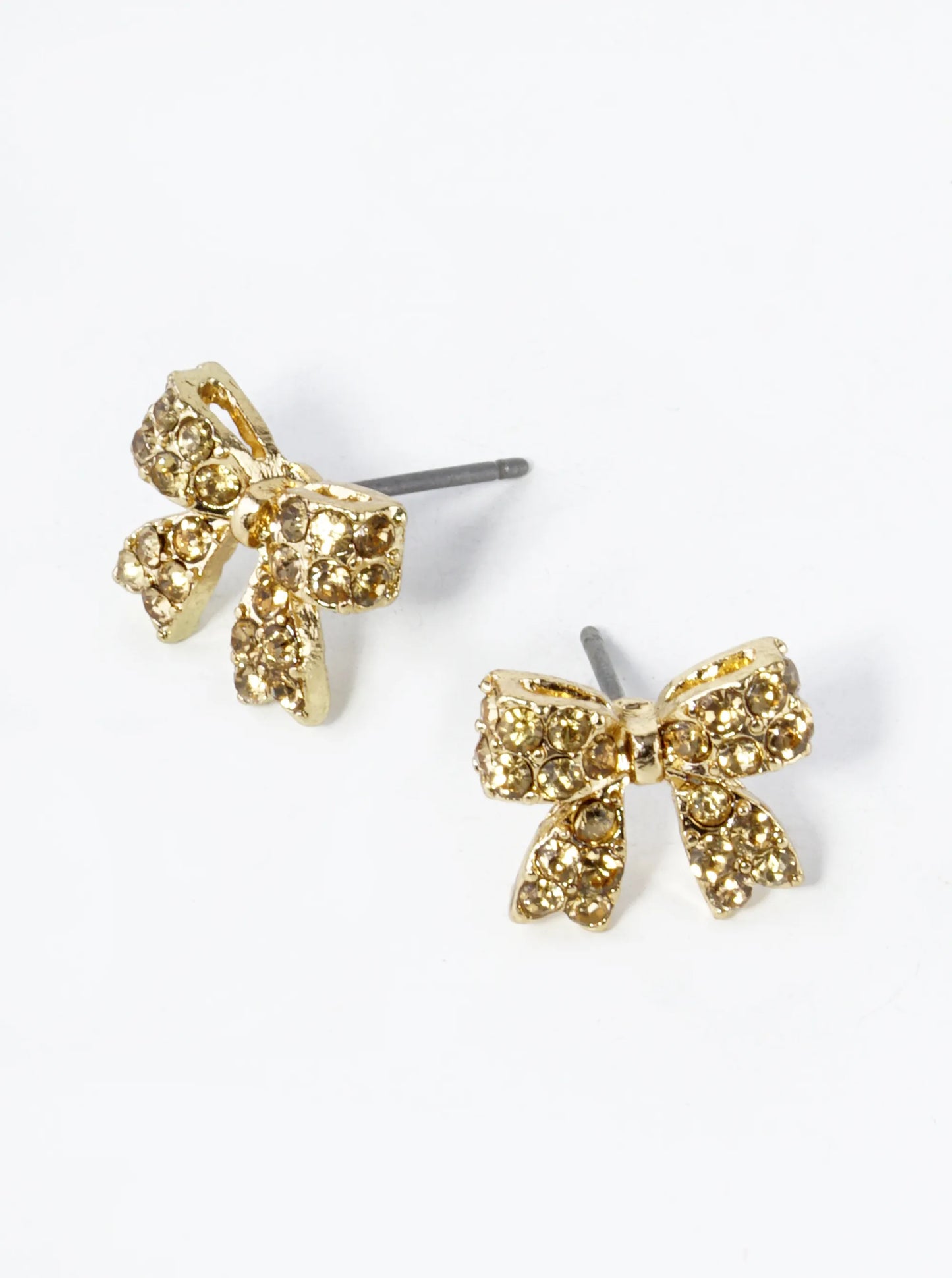 Crystal Pave 9mm Ribbon Bow Post Stud Earrings