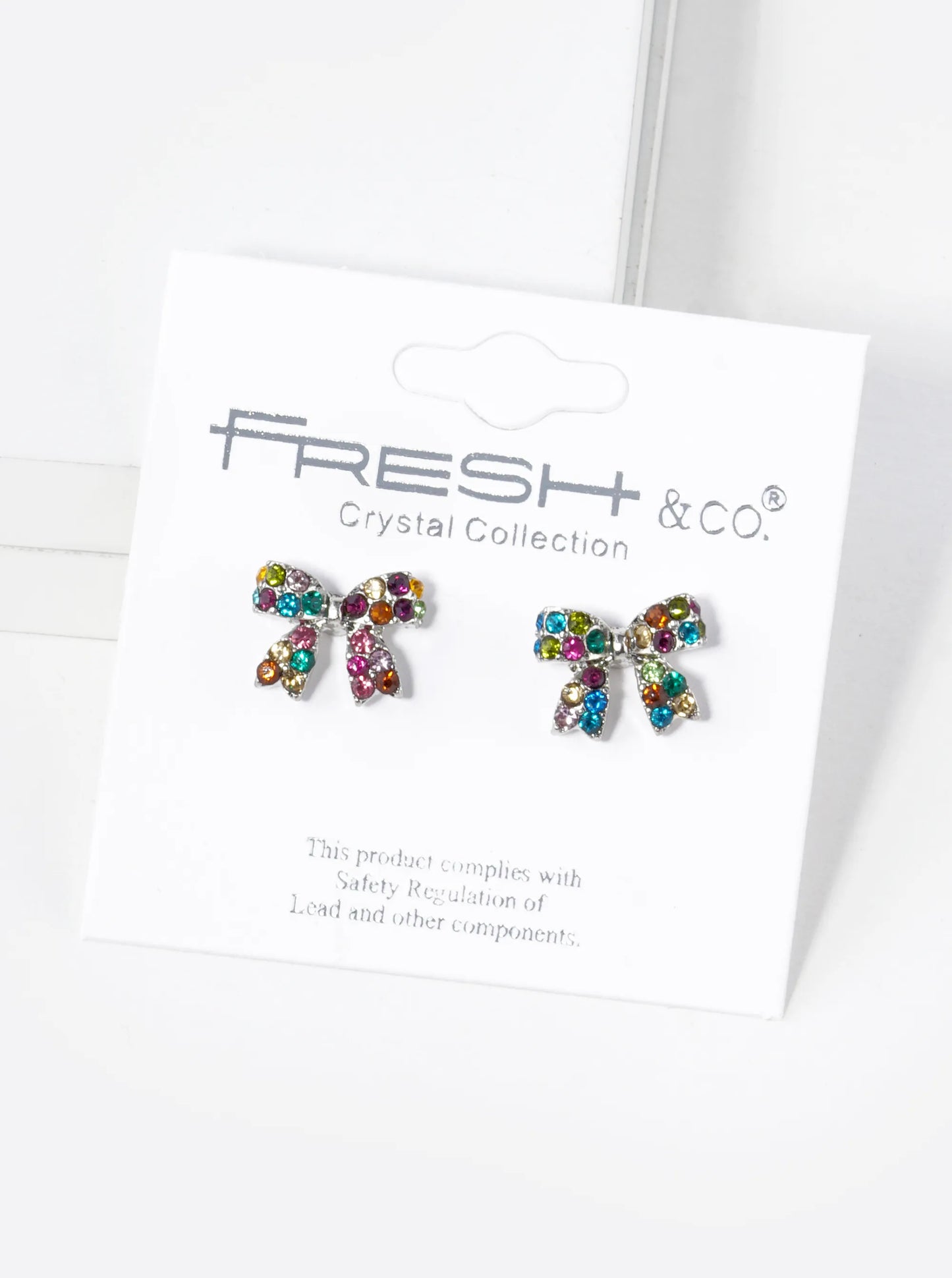 Crystal Pave 9mm Ribbon Bow Post Stud Earrings