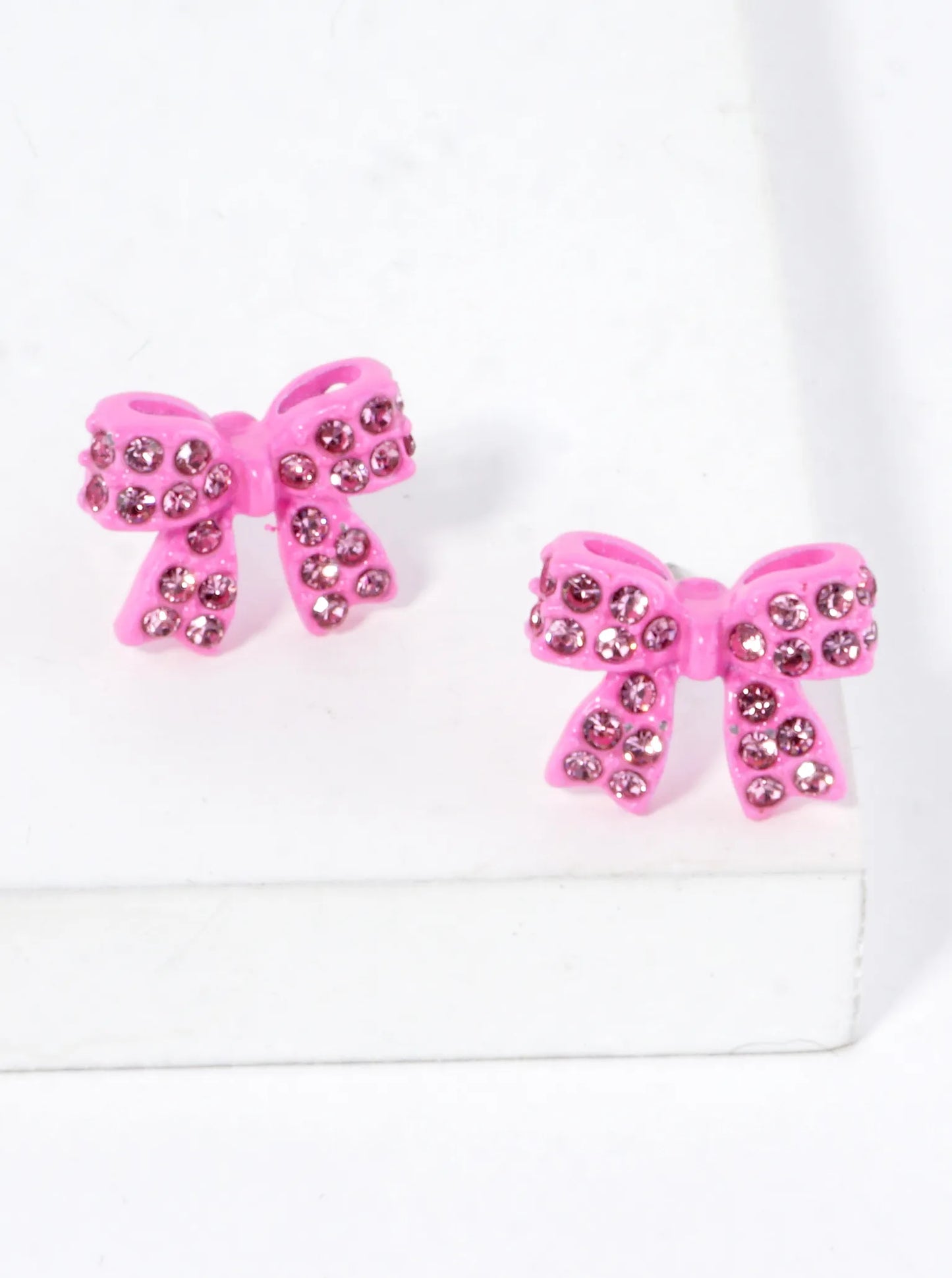 Crystal Pave 9mm Ribbon Bow Post Stud Earrings