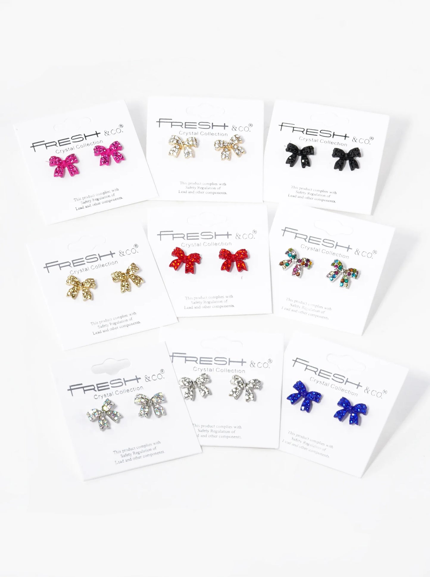 Crystal Pave 9mm Ribbon Bow Post Stud Earrings