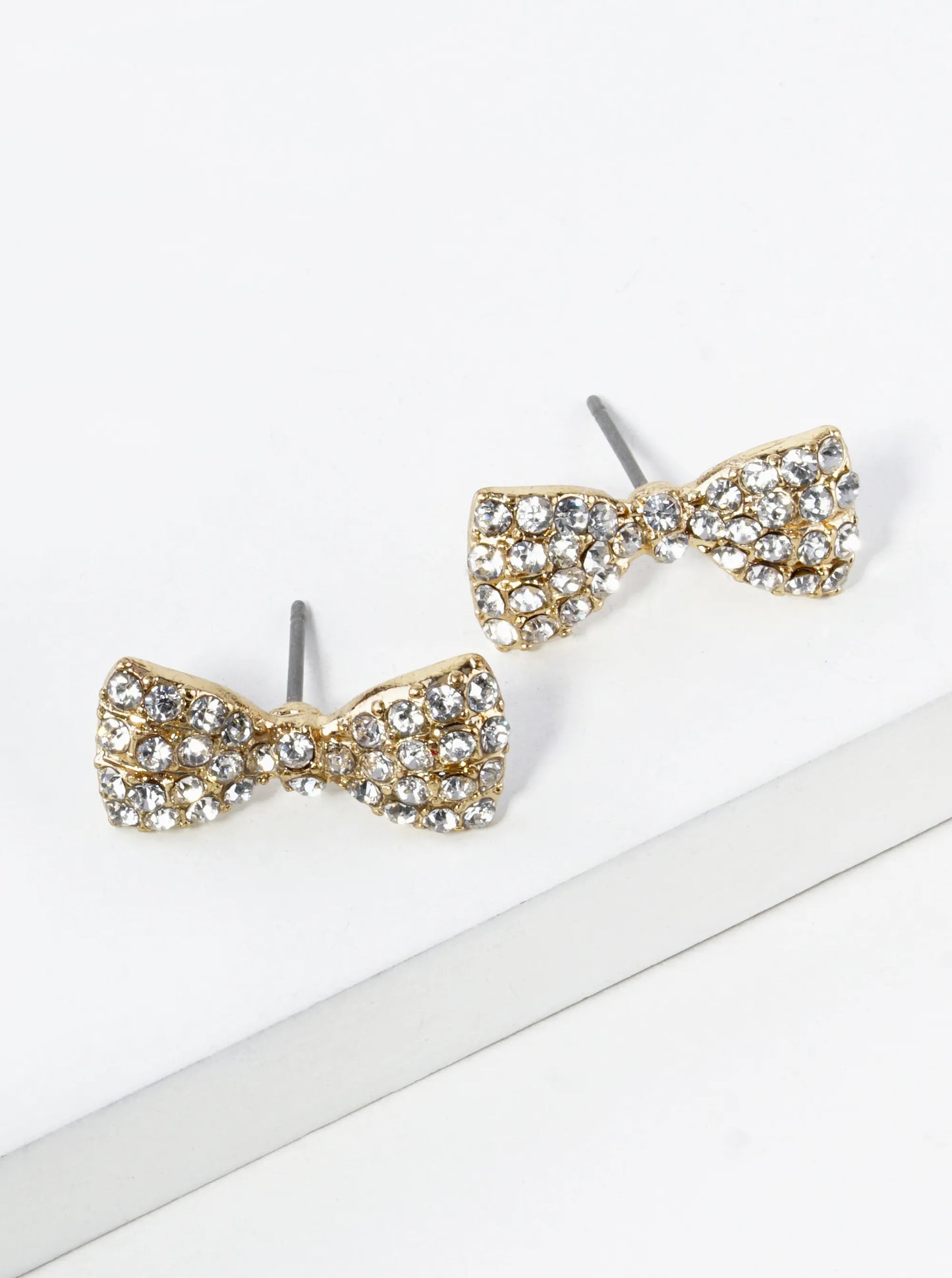Crystal Pave 9mm Ribbon Bow Stud Earrings