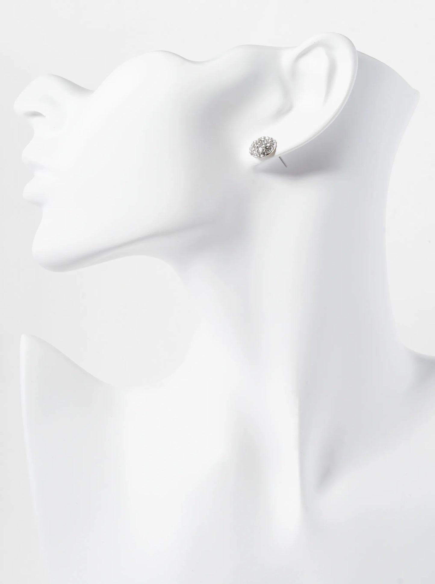 Crystal Pave 9mm Round Button Stud Earrings
